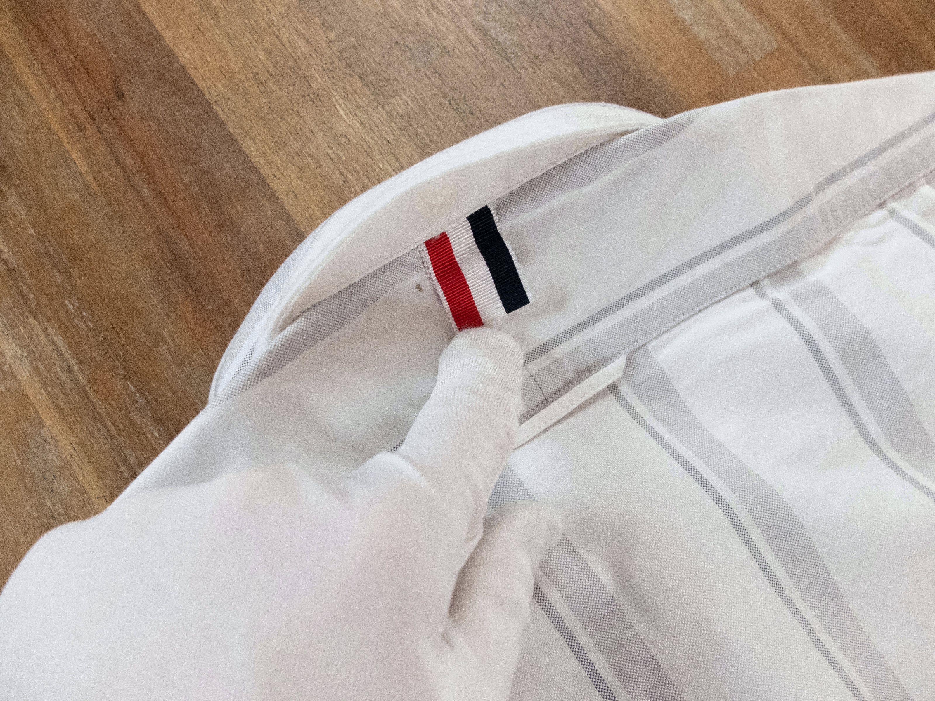 Thom Browne THOM BROWNE white bold gray striped Oxford shirt 2 Medium Size US M / EU 48-50 / 2 - 8 Thumbnail