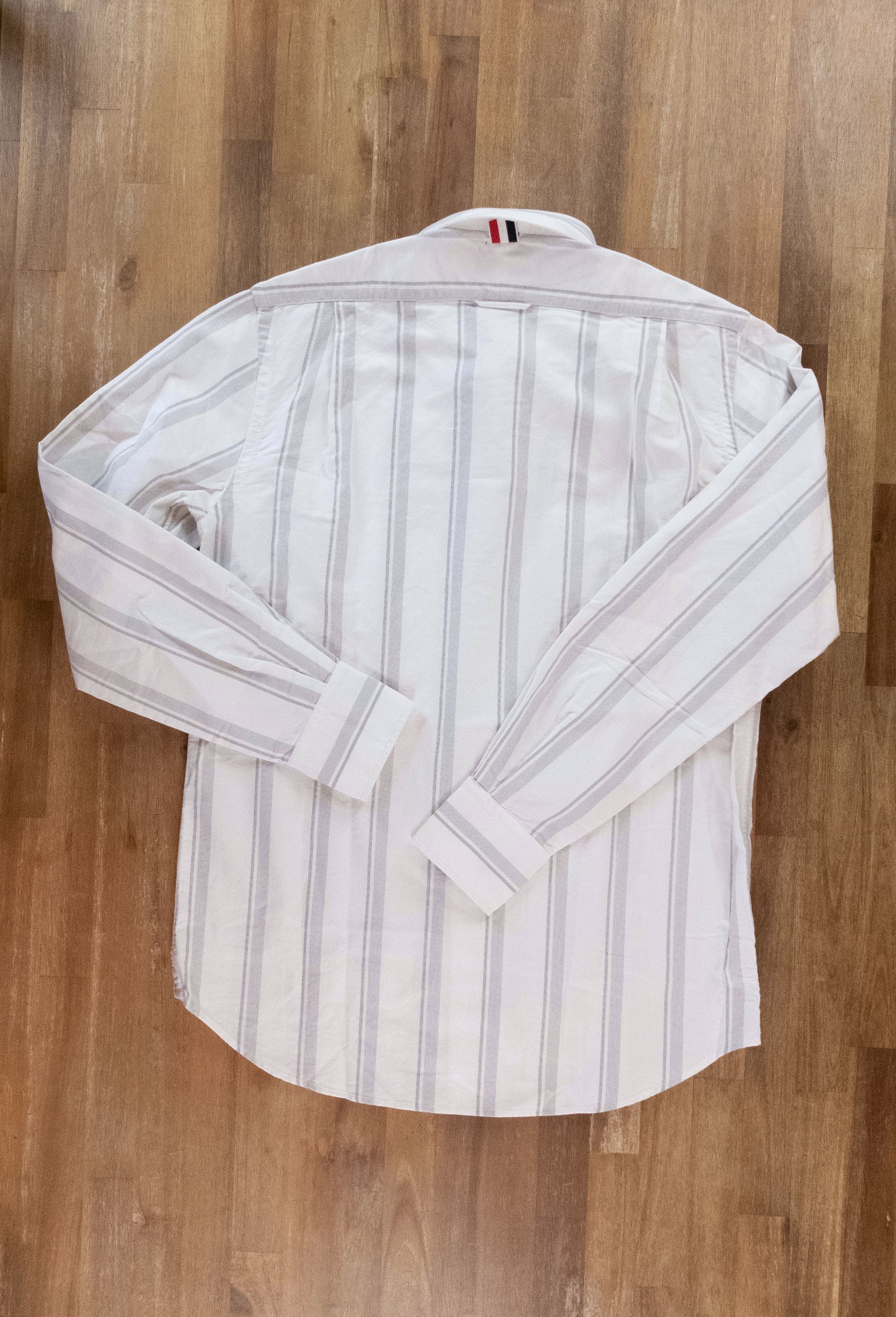 Thom Browne THOM BROWNE white bold gray striped Oxford shirt 2 Medium Size US M / EU 48-50 / 2 - 7 Thumbnail