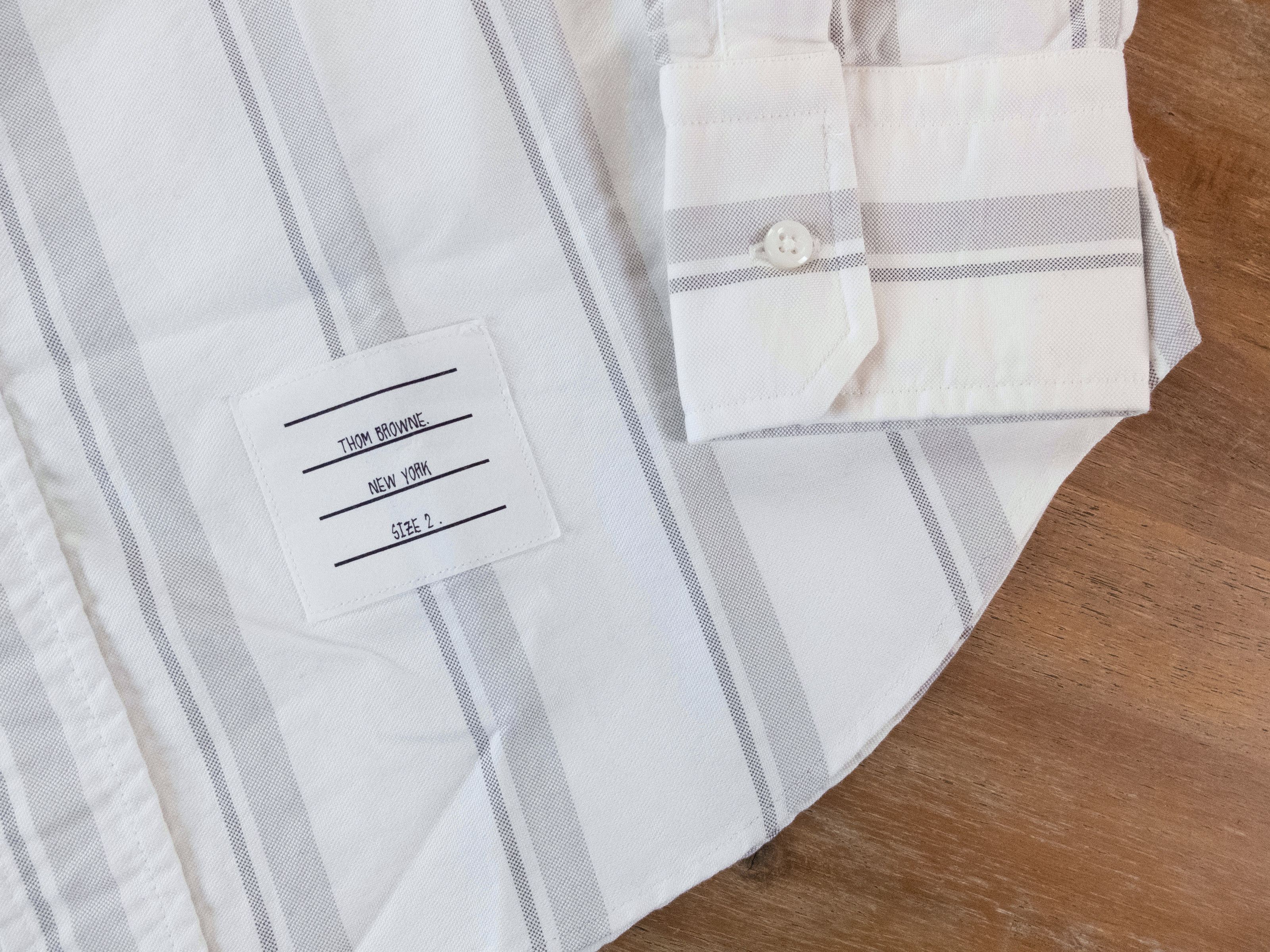 Thom Browne THOM BROWNE white bold gray striped Oxford shirt 2 Medium Size US M / EU 48-50 / 2 - 4 Thumbnail