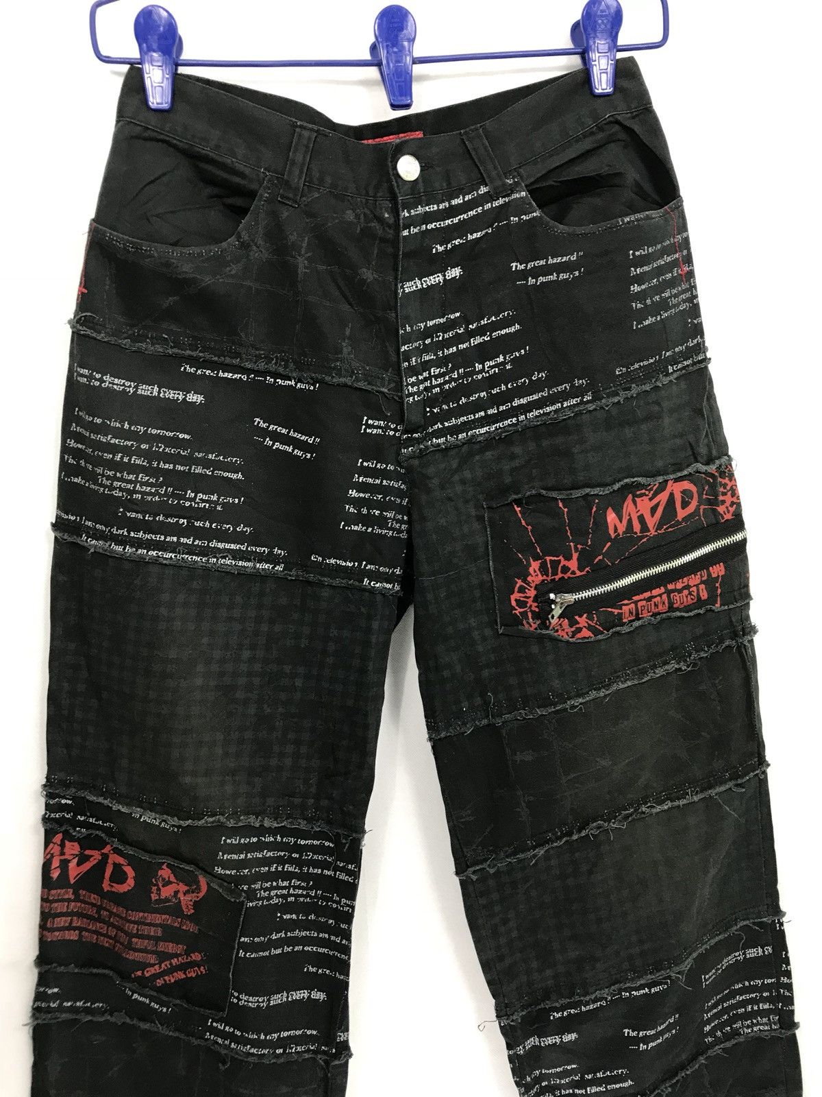 Japanese Brand 🔥FINAL DROP🔥 Rare Mad Punk Pacthwork Khakis Zipper Size US 30 / EU 46 - 5 Thumbnail