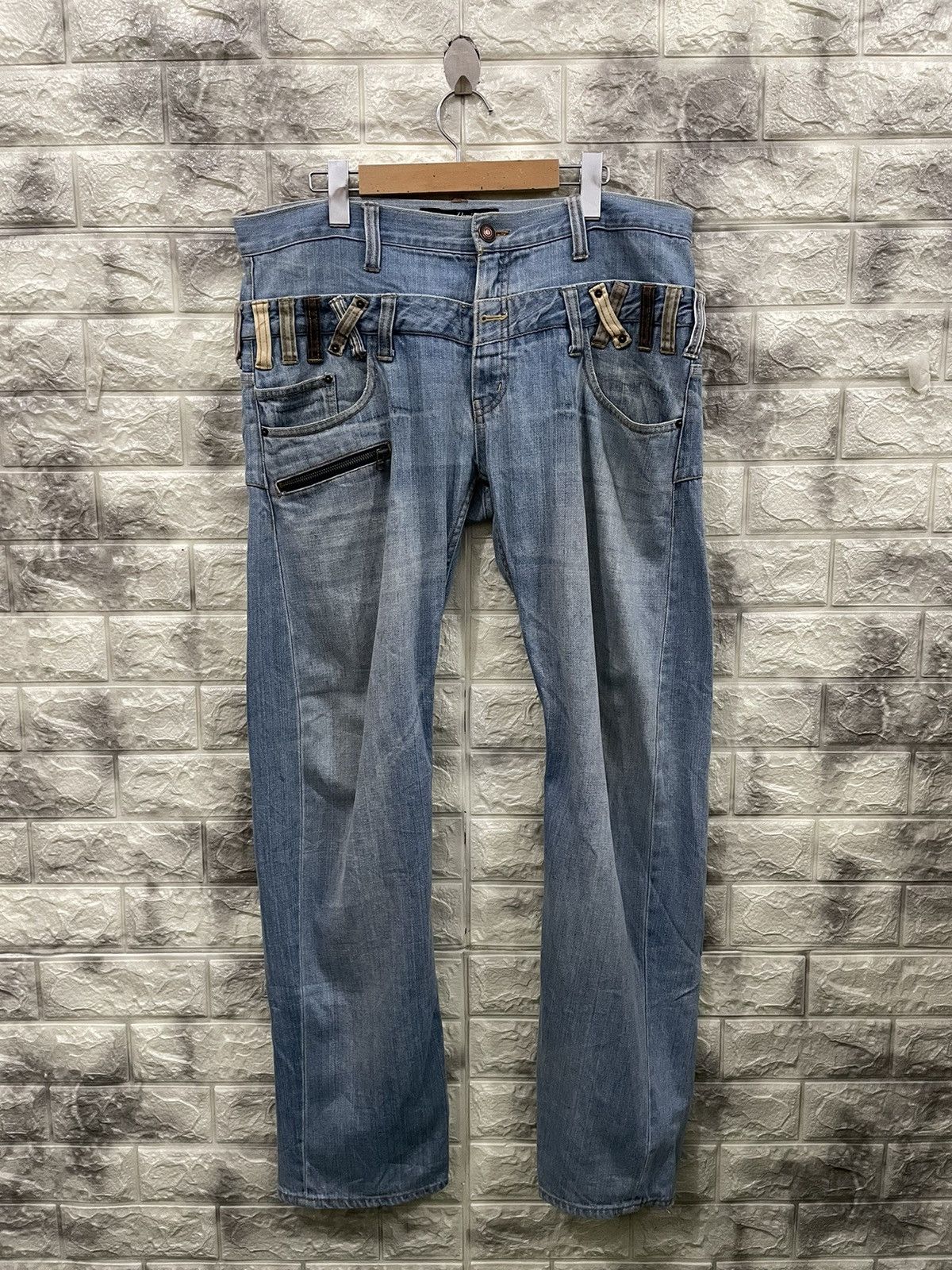 image of Distressed Denim x Dominate Jakarta Dominate Handcrafted Double Waist Jeans in Denim (Size 34)
