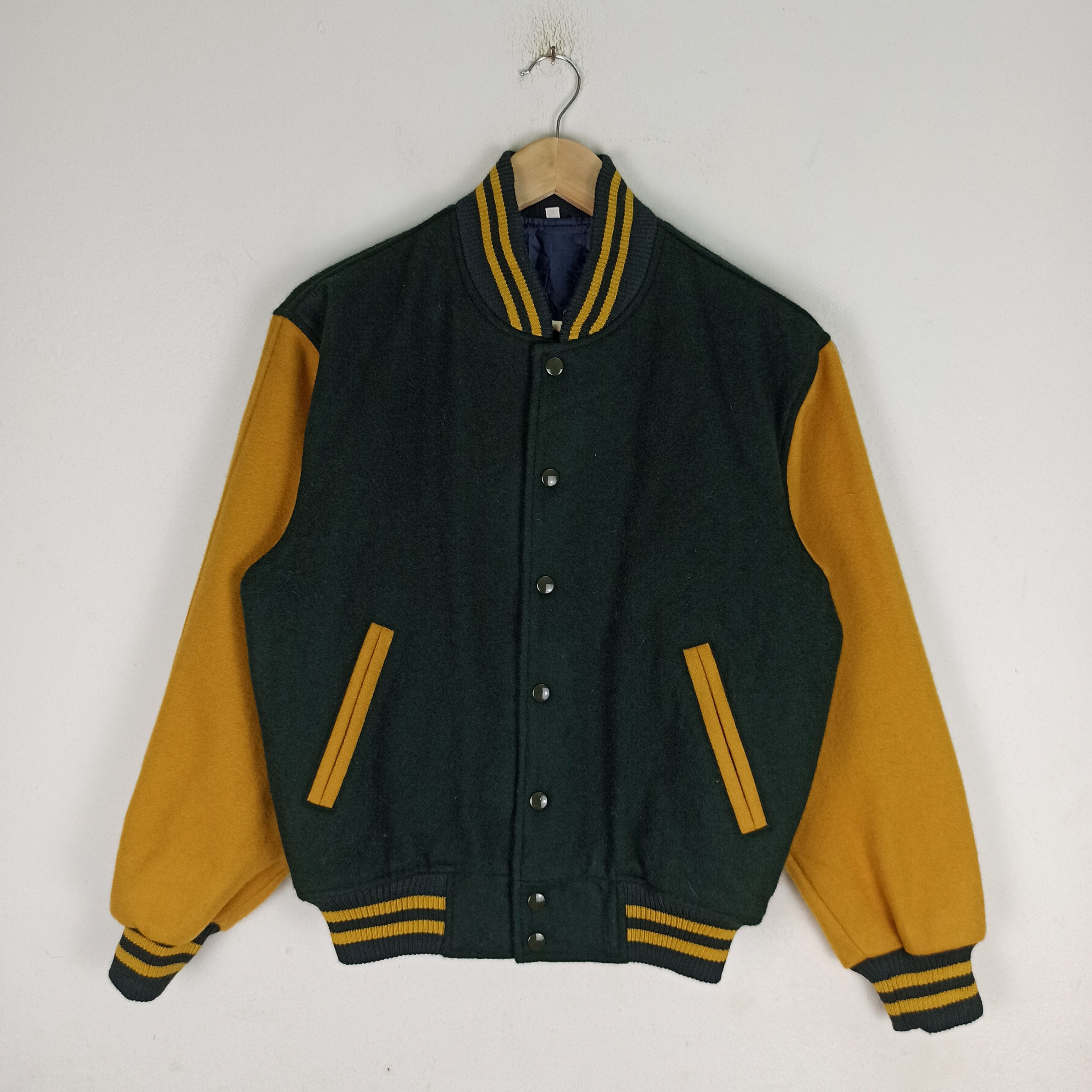 Vintage 🔥Rare🔥 Varsity Jacket Plain Made in Japan nice colour Size US M / EU 48-50 / 2 - 1 Thumbnail