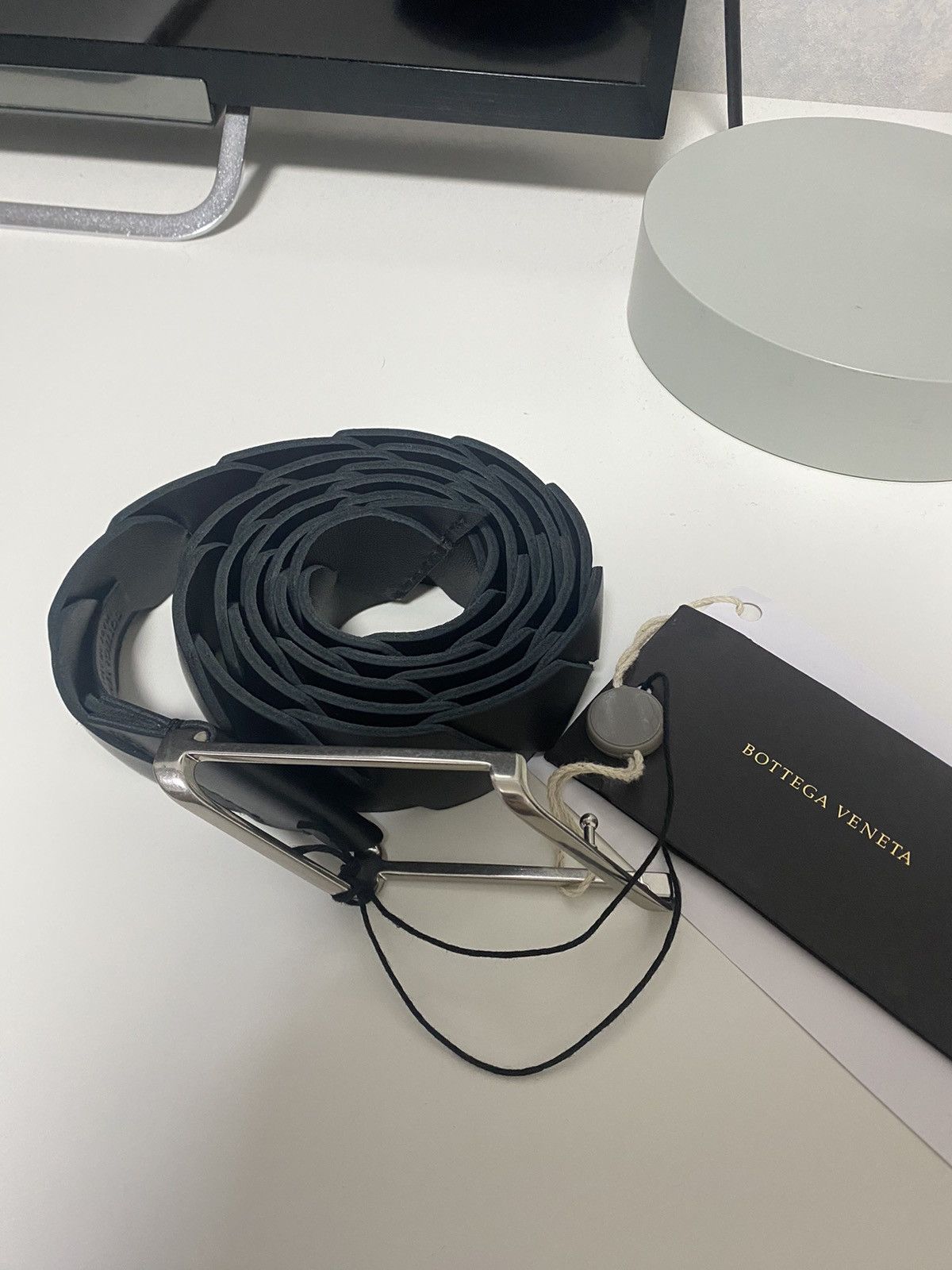 Bottega Veneta Black Cinture Intrecciato Leather Belt Size 34 - 2 Thumbnail