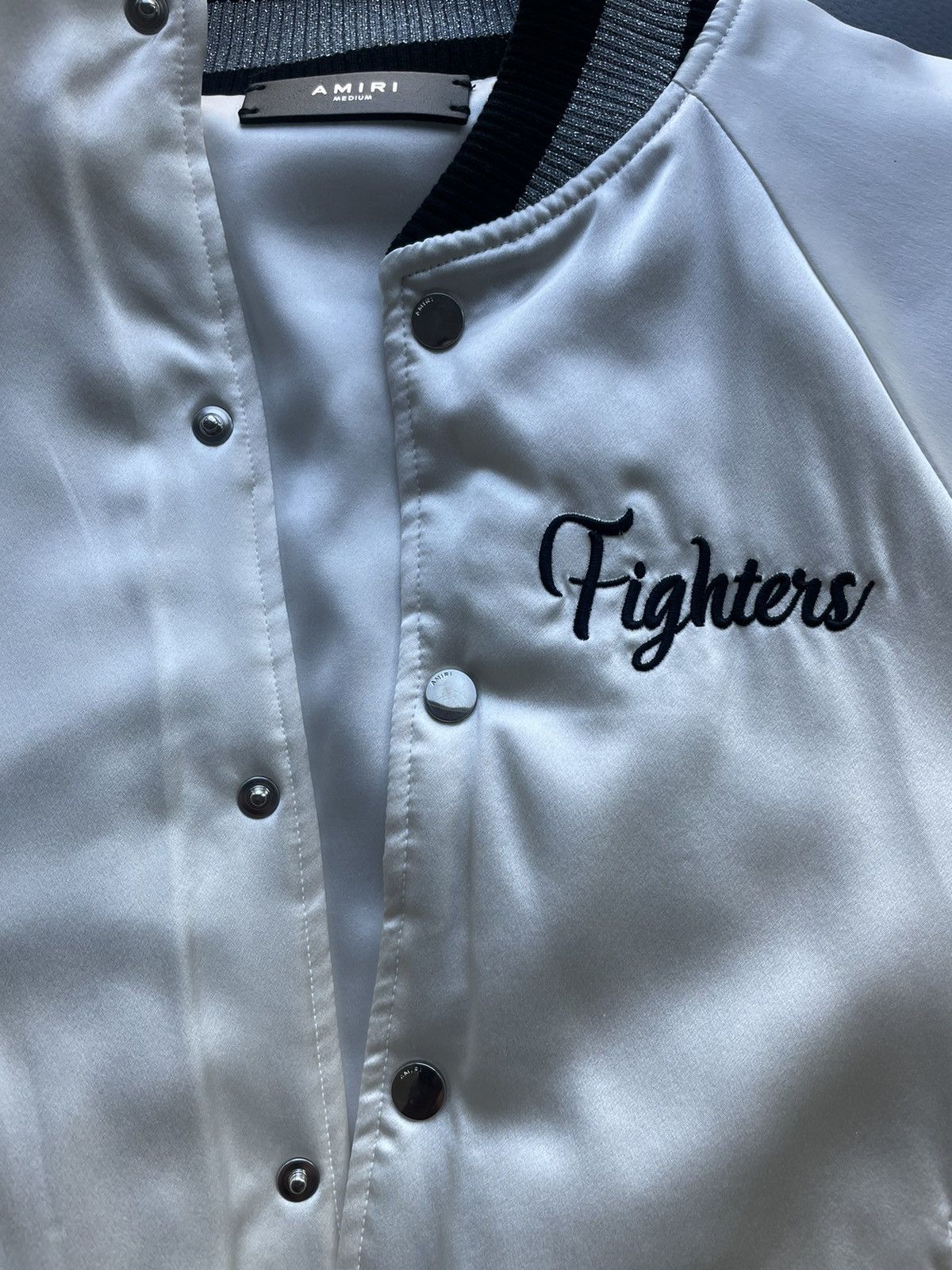 Amiri Silk Satin Embroidered Fighters Bomber Jacket Size US M / EU 48-50 / 2 - 8 Thumbnail