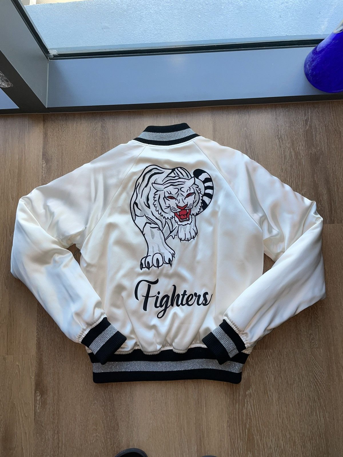 Amiri Silk Satin Embroidered Fighters Bomber Jacket Size US M / EU 48-50 / 2 - 5 Thumbnail