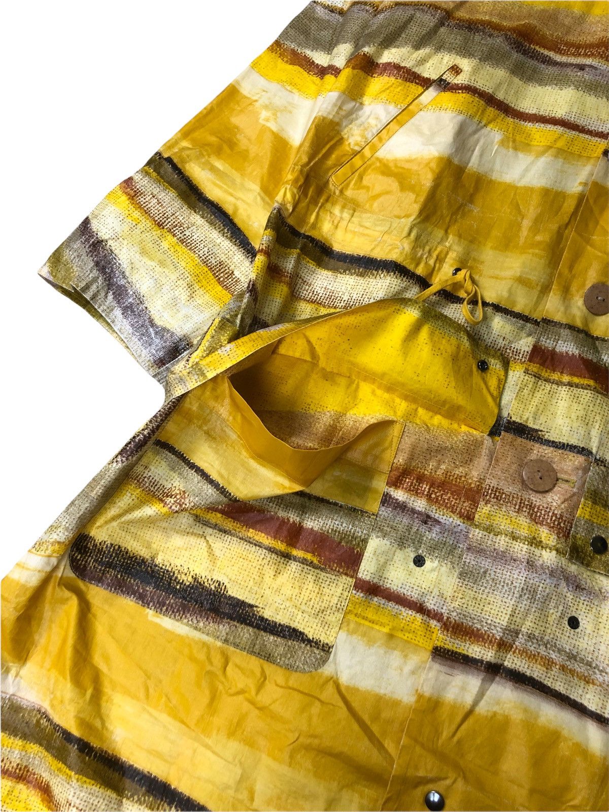 Issey Miyake 1990s Issey Miyake Abstract Print Folded Long Jacket Size US L / EU 52-54 / 3 - 4 Thumbnail