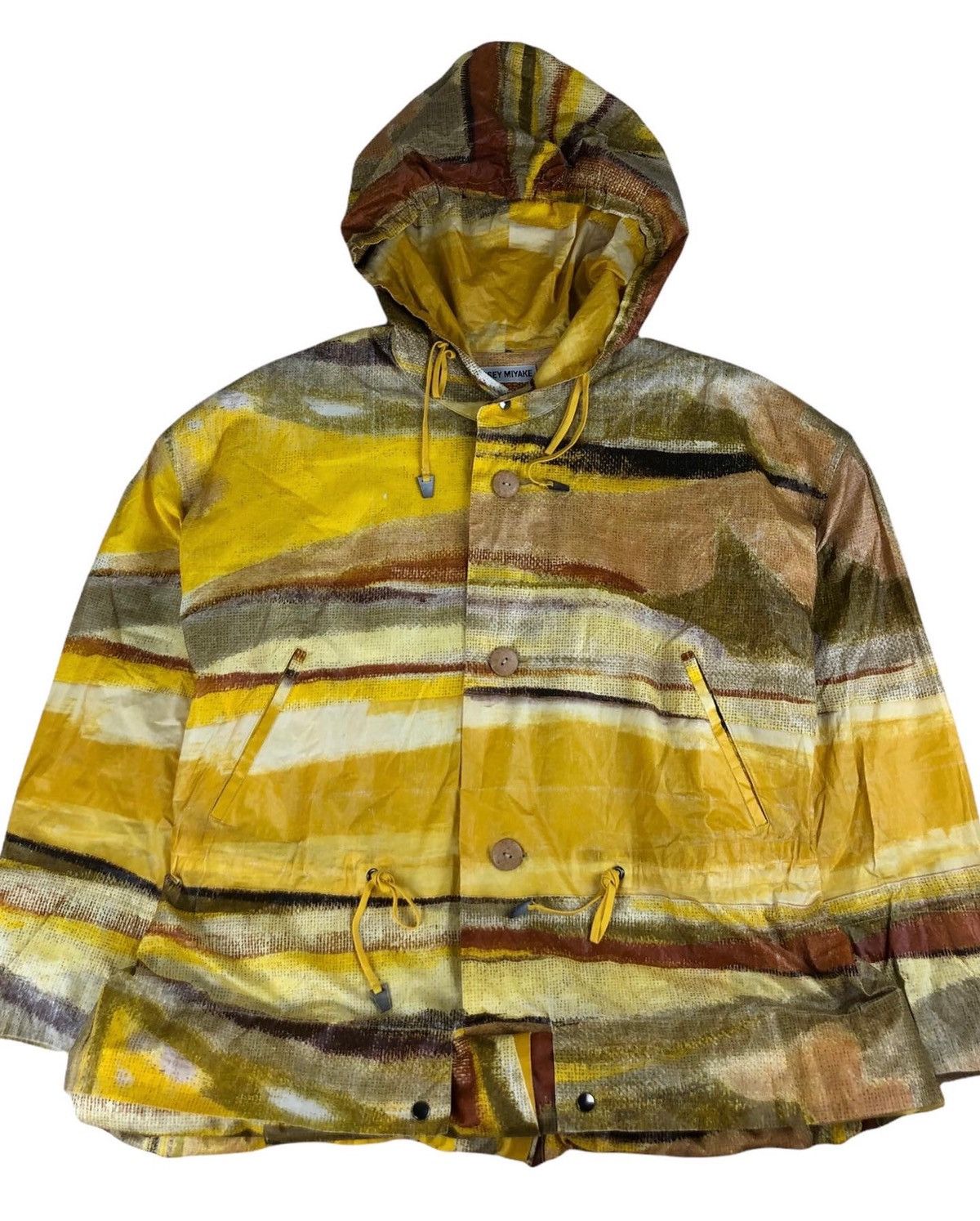 Issey Miyake 1990s Issey Miyake Abstract Print Folded Long Jacket Size US L / EU 52-54 / 3 - 6 Thumbnail