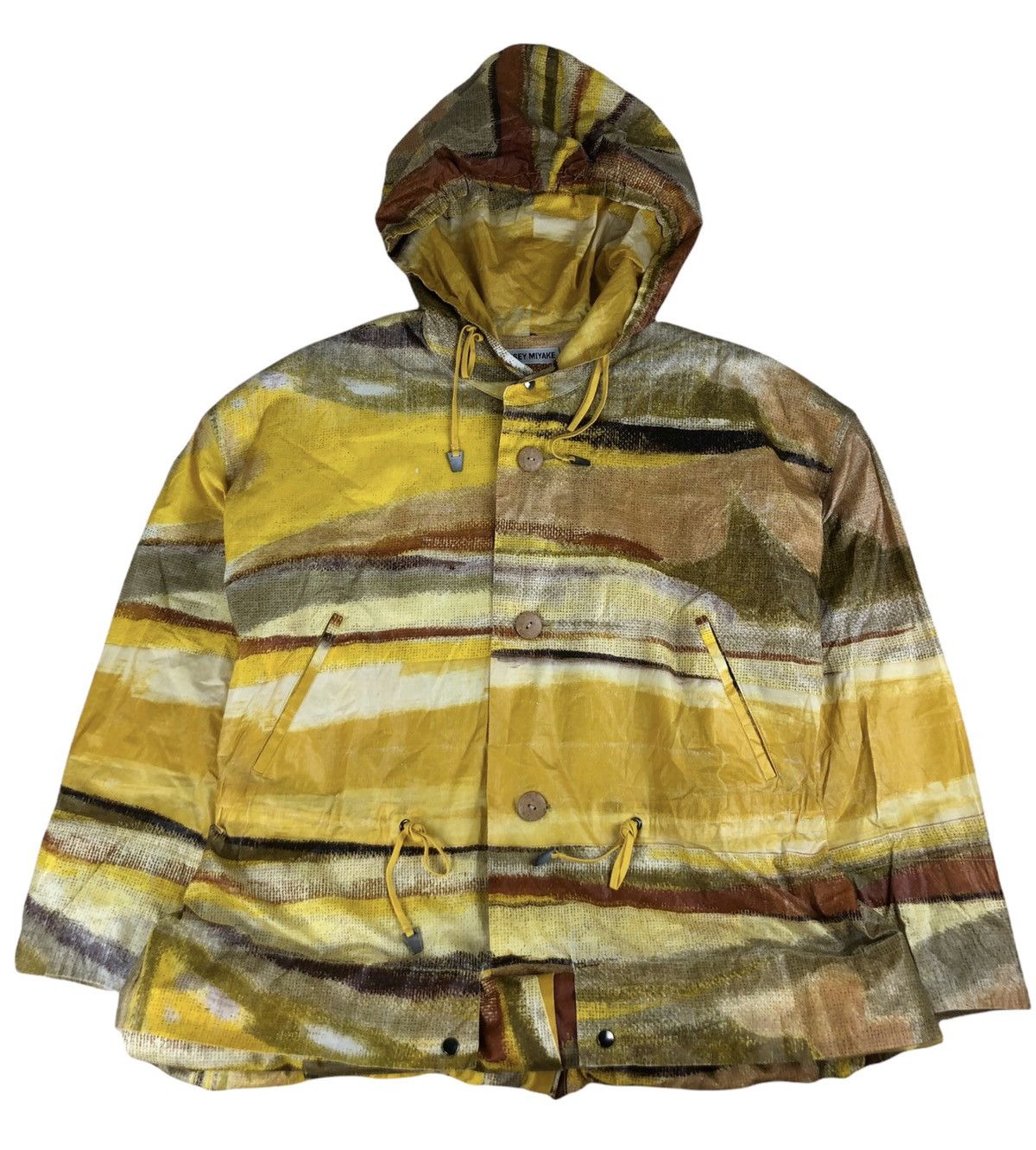 Issey Miyake 1990s Issey Miyake Abstract Print Folded Long Jacket Size US L / EU 52-54 / 3 - 7 Thumbnail