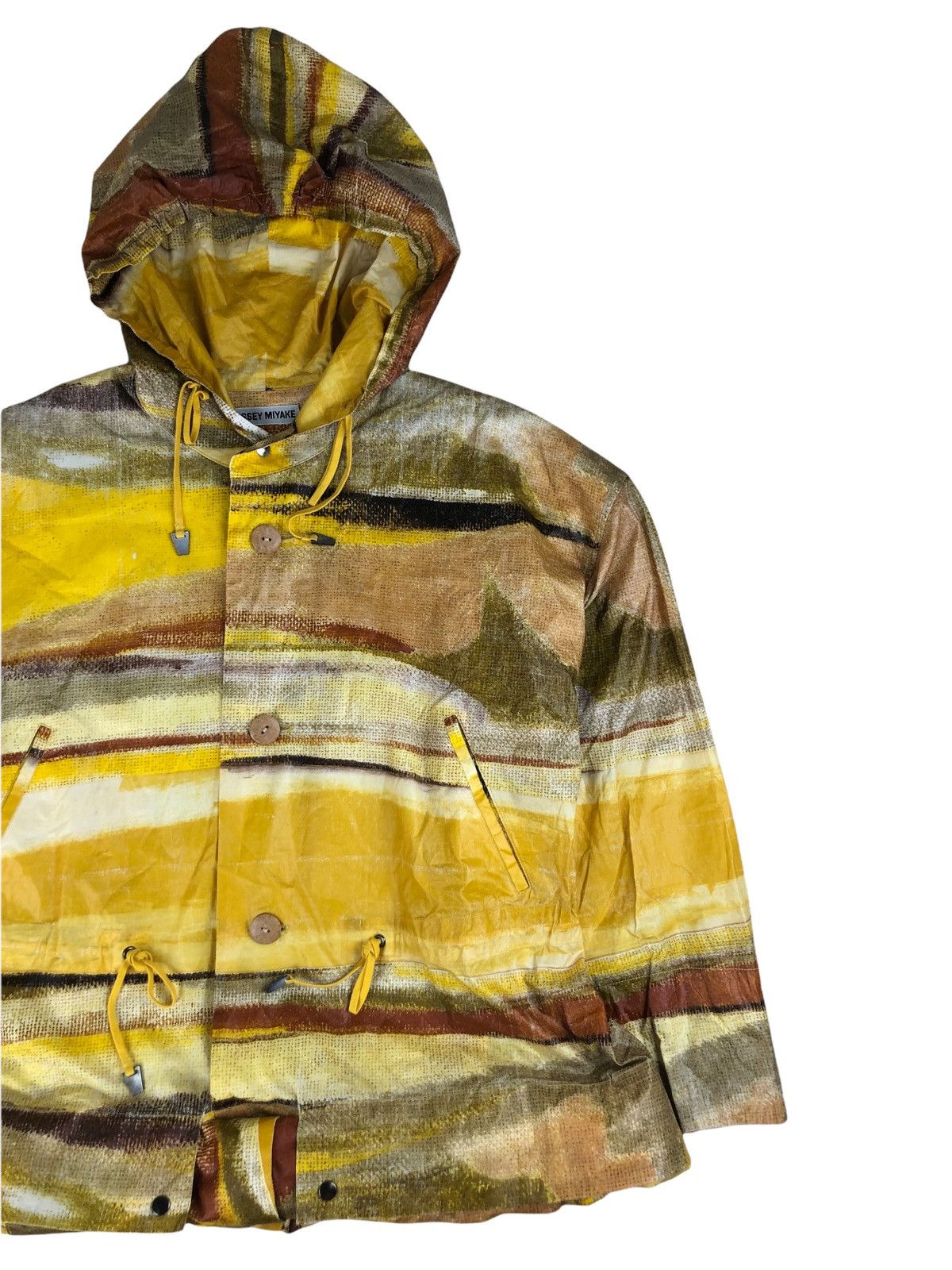 Issey Miyake 1990s Issey Miyake Abstract Print Folded Long Jacket Size US L / EU 52-54 / 3 - 8 Thumbnail