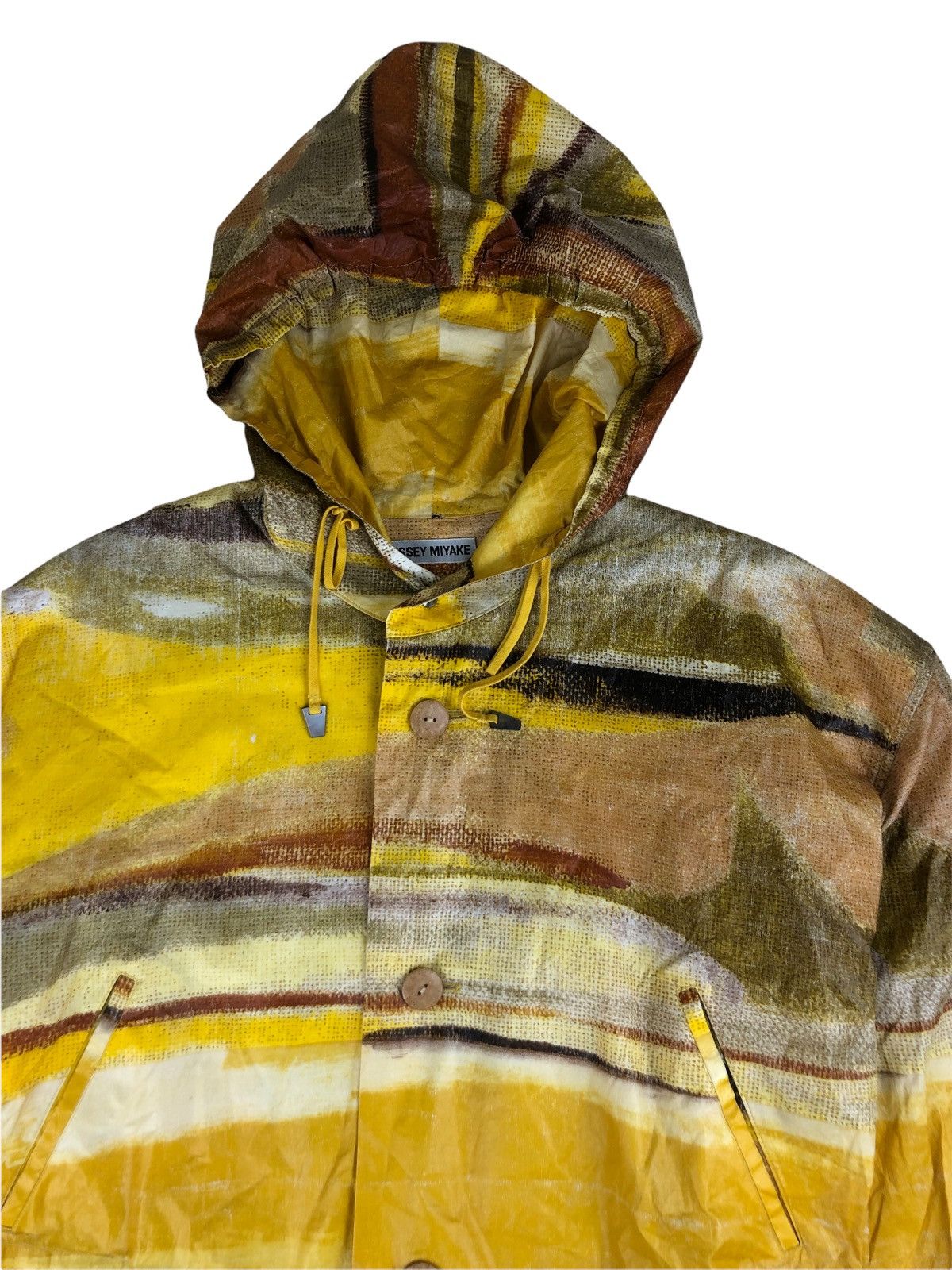Issey Miyake 1990s Issey Miyake Abstract Print Folded Long Jacket Size US L / EU 52-54 / 3 - 9 Thumbnail