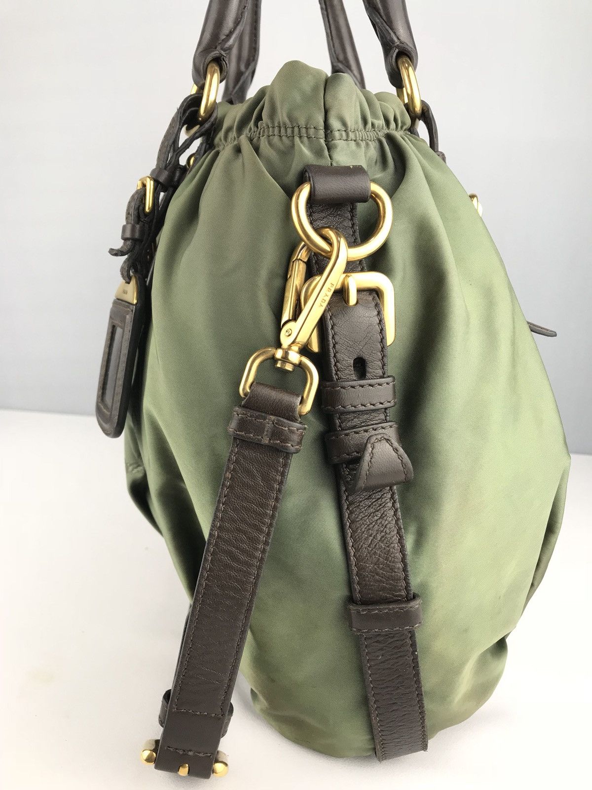 Prada ❌LAST DROP❌AUTHENTIC PRADA ITALY TESSUTO GREEN TWO WAY Size ONE SIZE - 11 Thumbnail