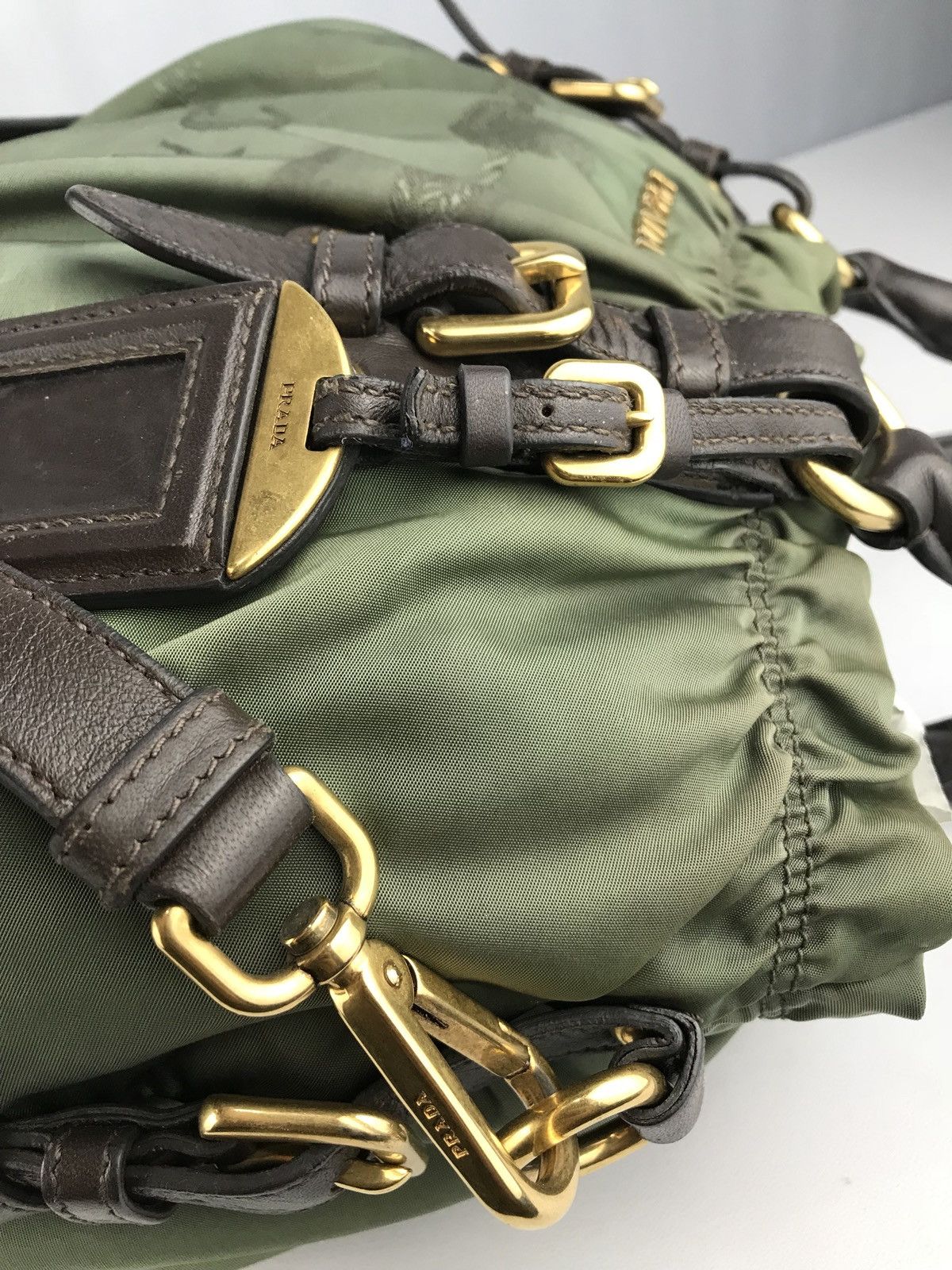 Prada ❌LAST DROP❌AUTHENTIC PRADA ITALY TESSUTO GREEN TWO WAY Size ONE SIZE - 17 Thumbnail