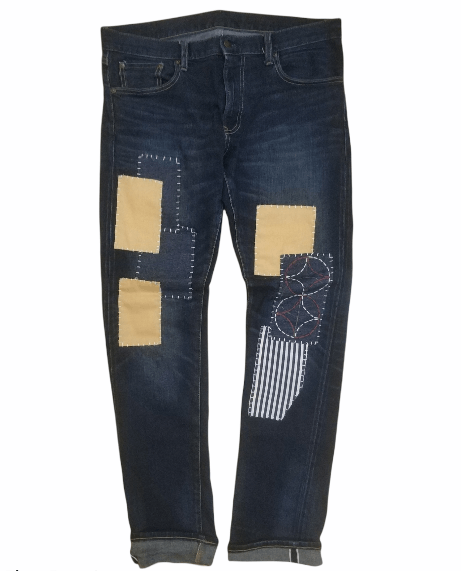 If Six Was Nine 🔥Rework Sashiko Boro Patchwork Selvedge Denim Size US 34 / EU 50 - 1 Thumbnail