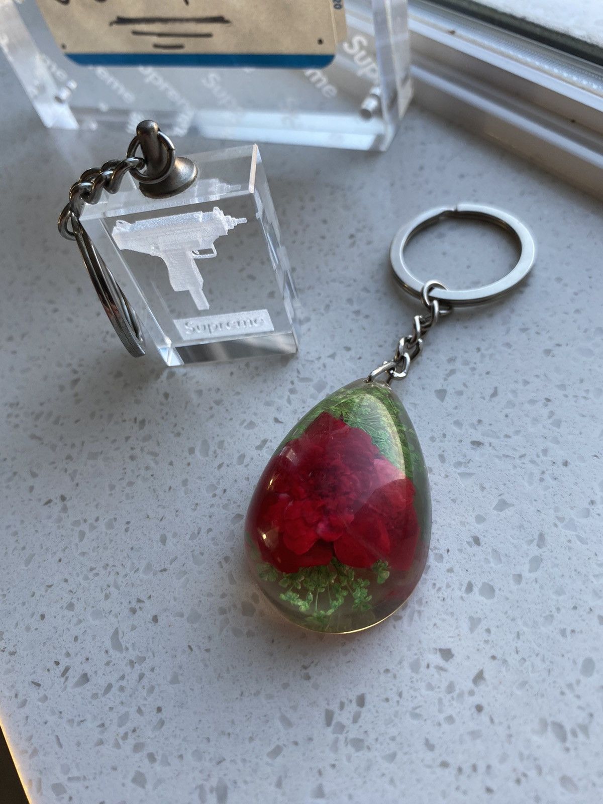 Supreme rose keychain deals