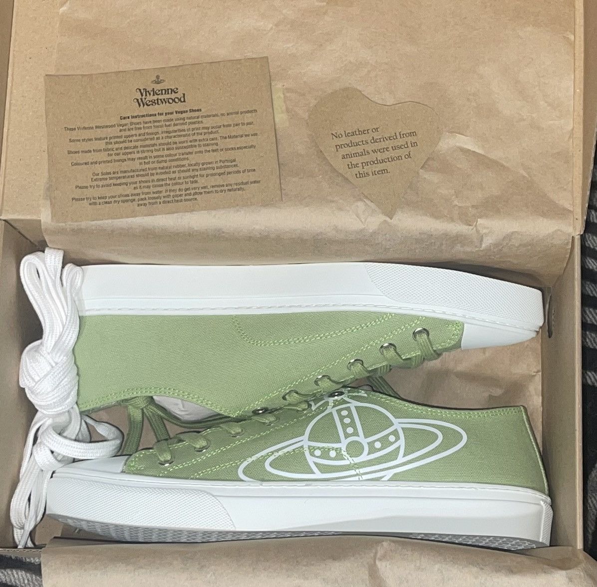 image of Vivienne Westwood Green Plimsoll Low Top Sneakers Size 11 in Pistachio, Men's