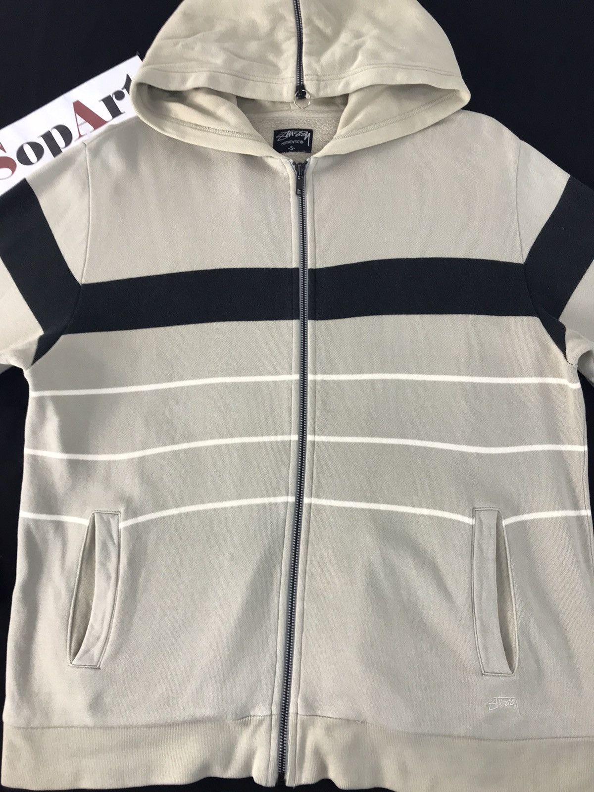 Stussy × Vintage Vintage Sweater Stussy Design Striped Hoodie Style Size US L / EU 52-54 / 3 - 3 Thumbnail