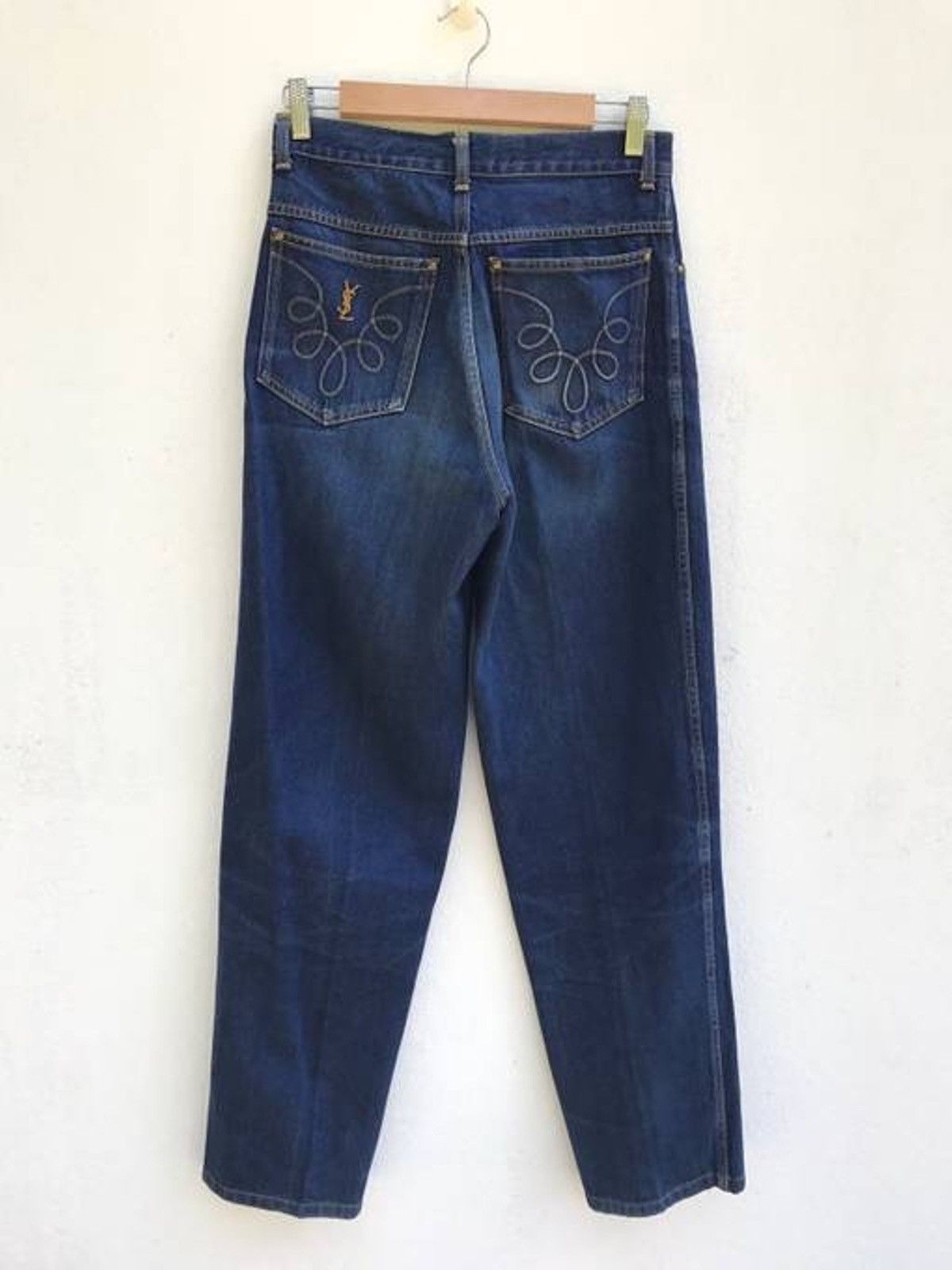 Vintage Retro Style Yves Saint Laurent Logo Denim Pants