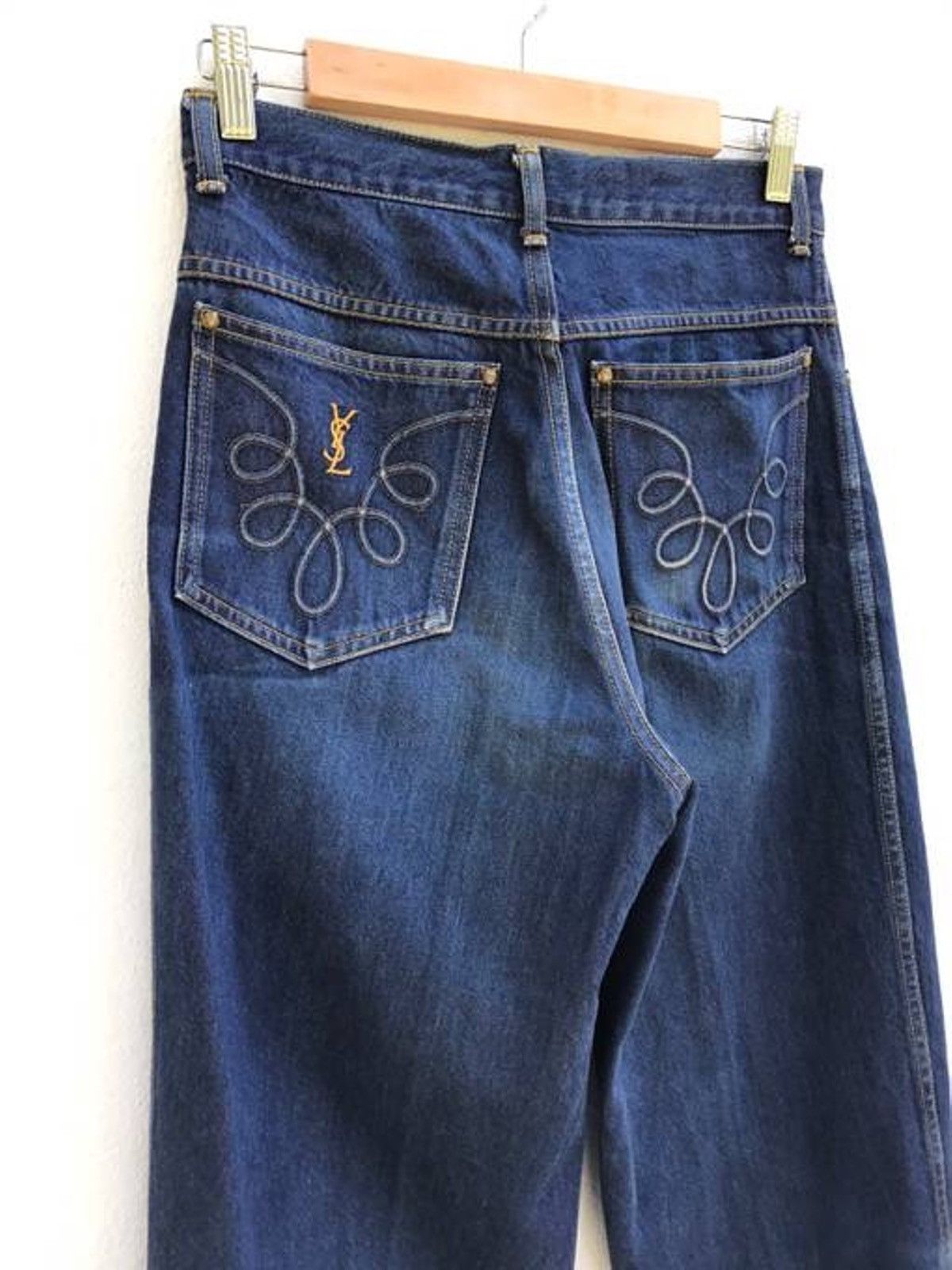 Yves Saint Laurent Vintage Retro Style Yves Saint Laurent Logo Denim Pants Size US 28 / EU 44 - 2 Thumbnail
