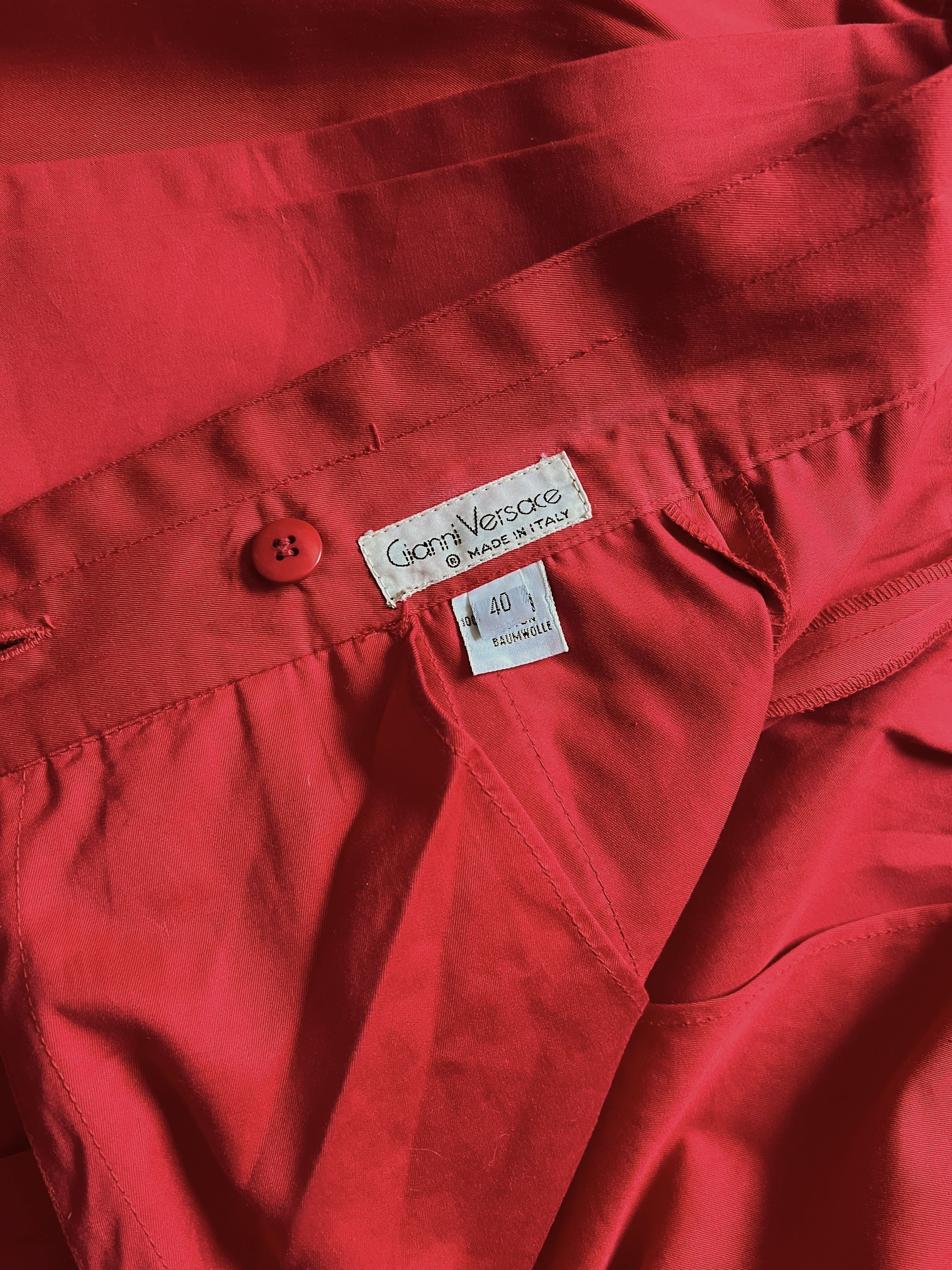 Versace 90s Gianni Versace Pleated Baggy Cotton Pants Trousers Size 27" / US 4 / IT 40 - 13 Thumbnail