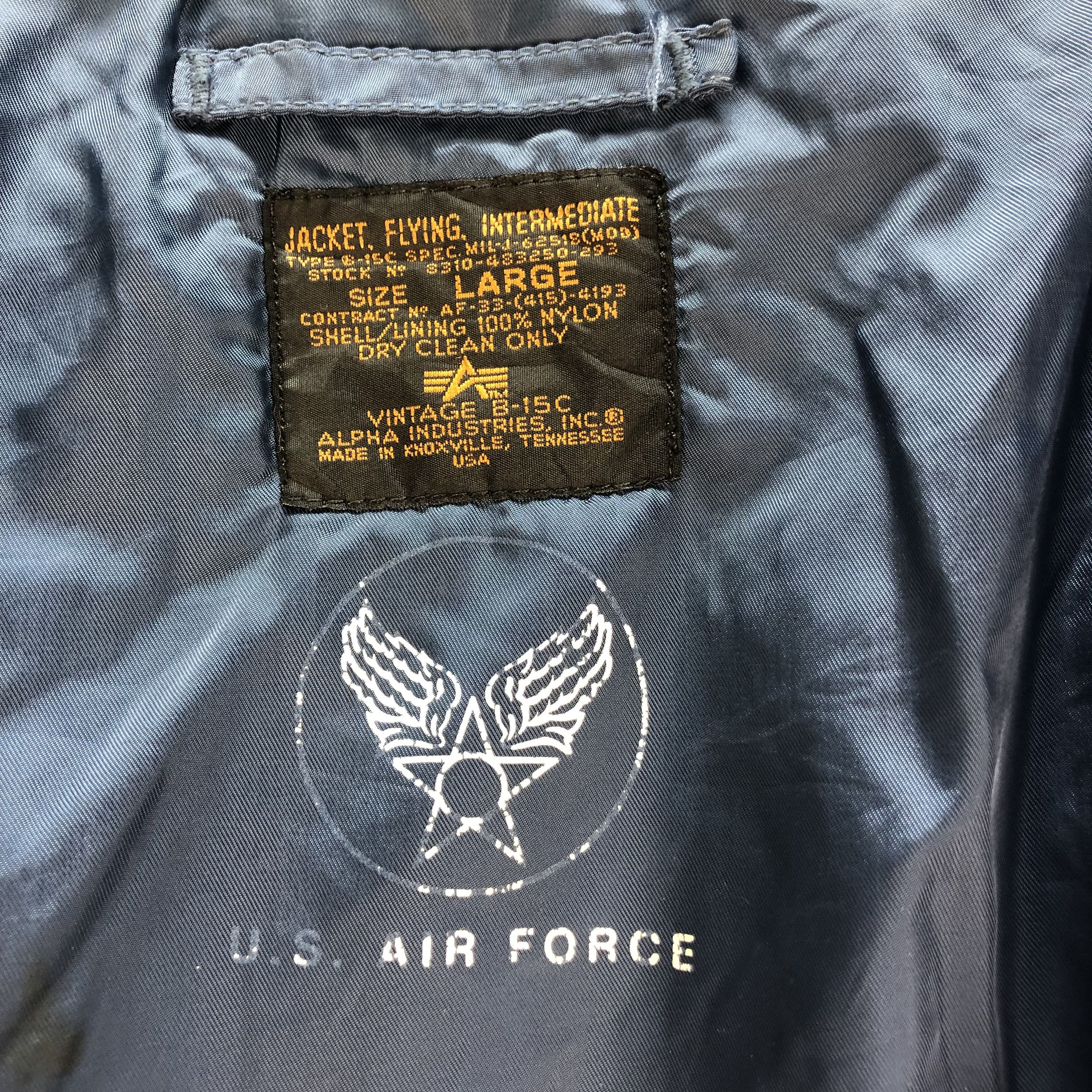 Alpha Industries VINTAGE B-15C ALPHA INDUSTRIES US AIR FORCE BOMBERS #6514-70 Size US L / EU 52-54 / 3 - 9 Thumbnail