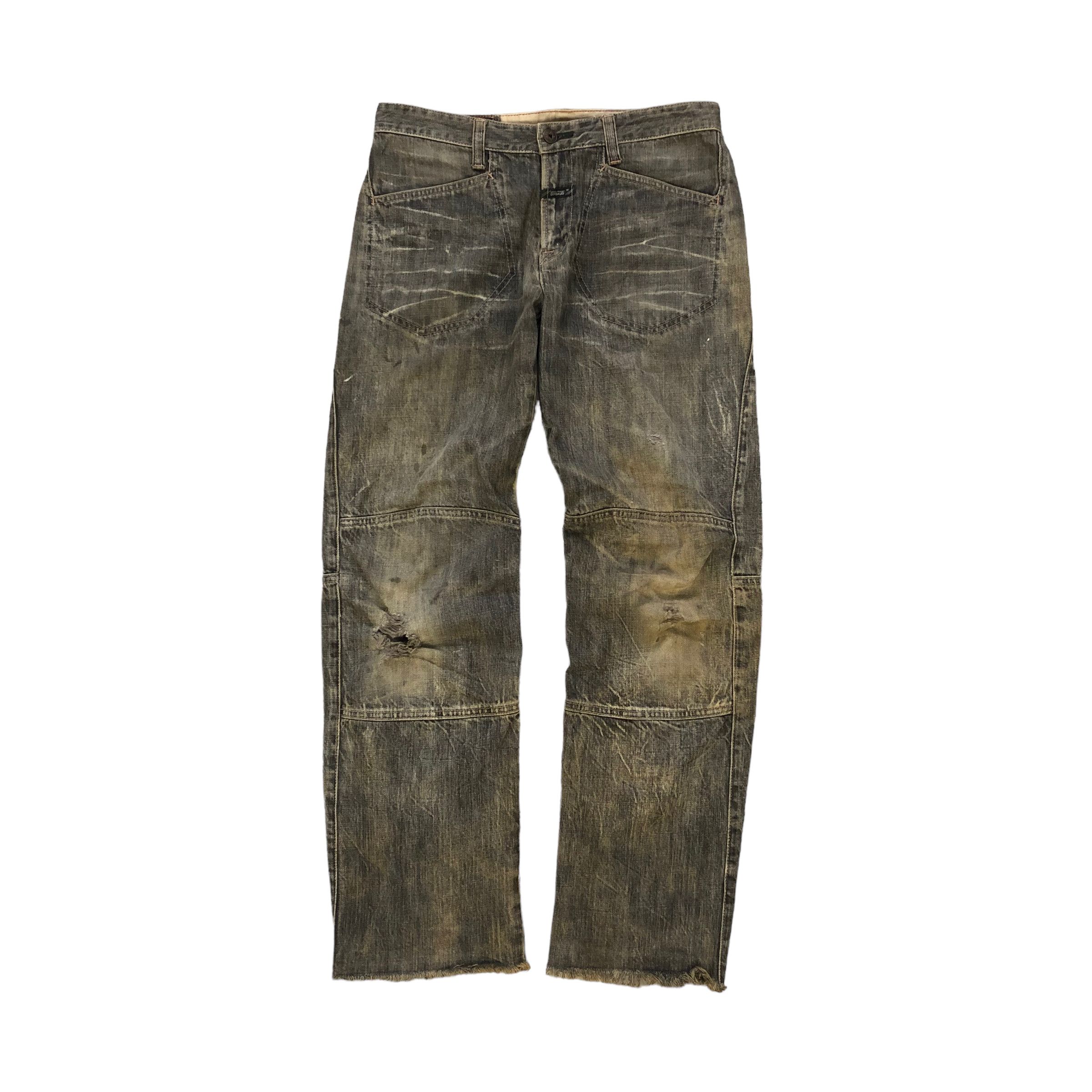 TRASHED🔥 MFG Double Knee Rusty Denim Pants #4319-149