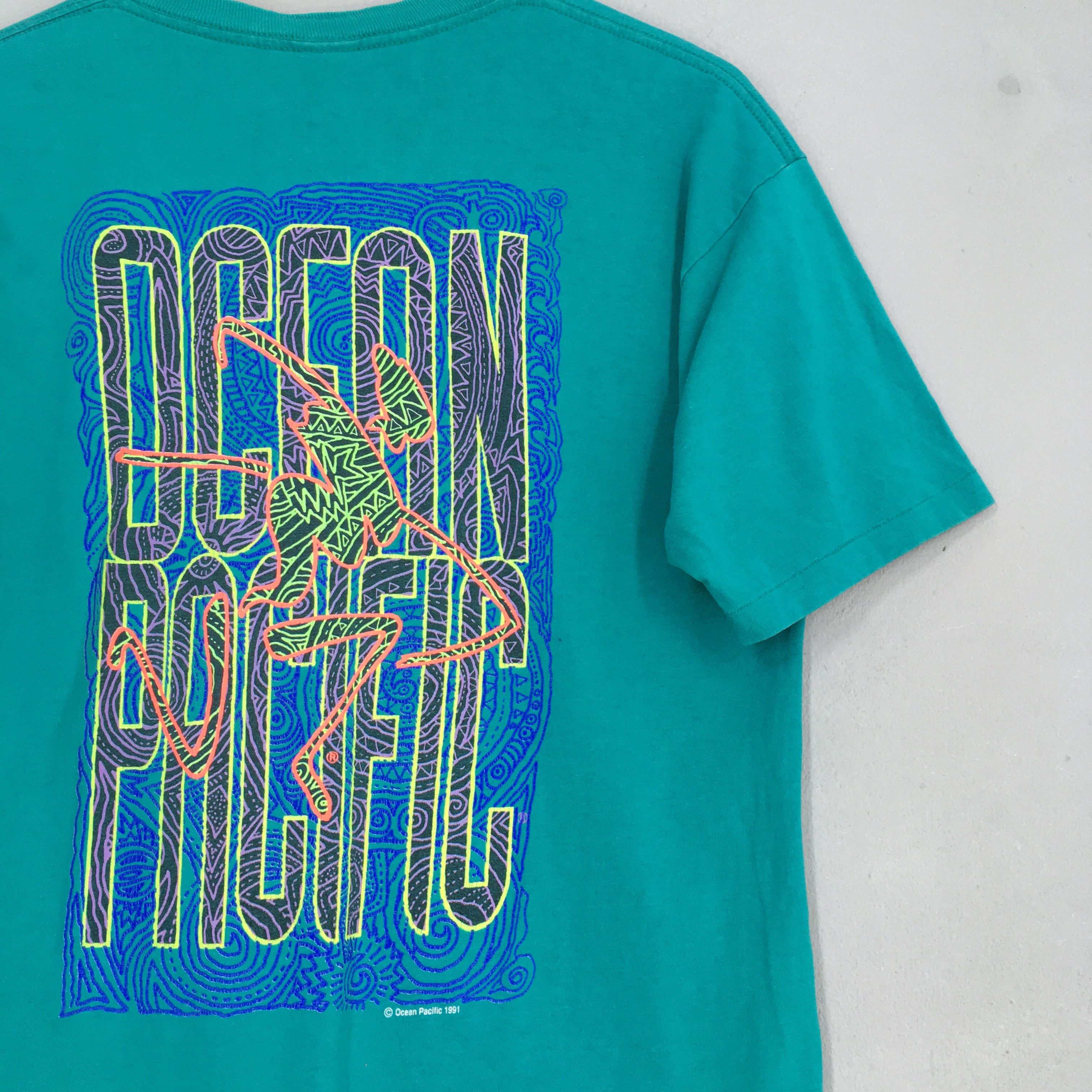 Ocean Pacific × Vintage Vintage 90's Ocean Pacific Beach Hawaii Surfer Tshirt Size US L / EU 52-54 / 3 - 2 Thumbnail