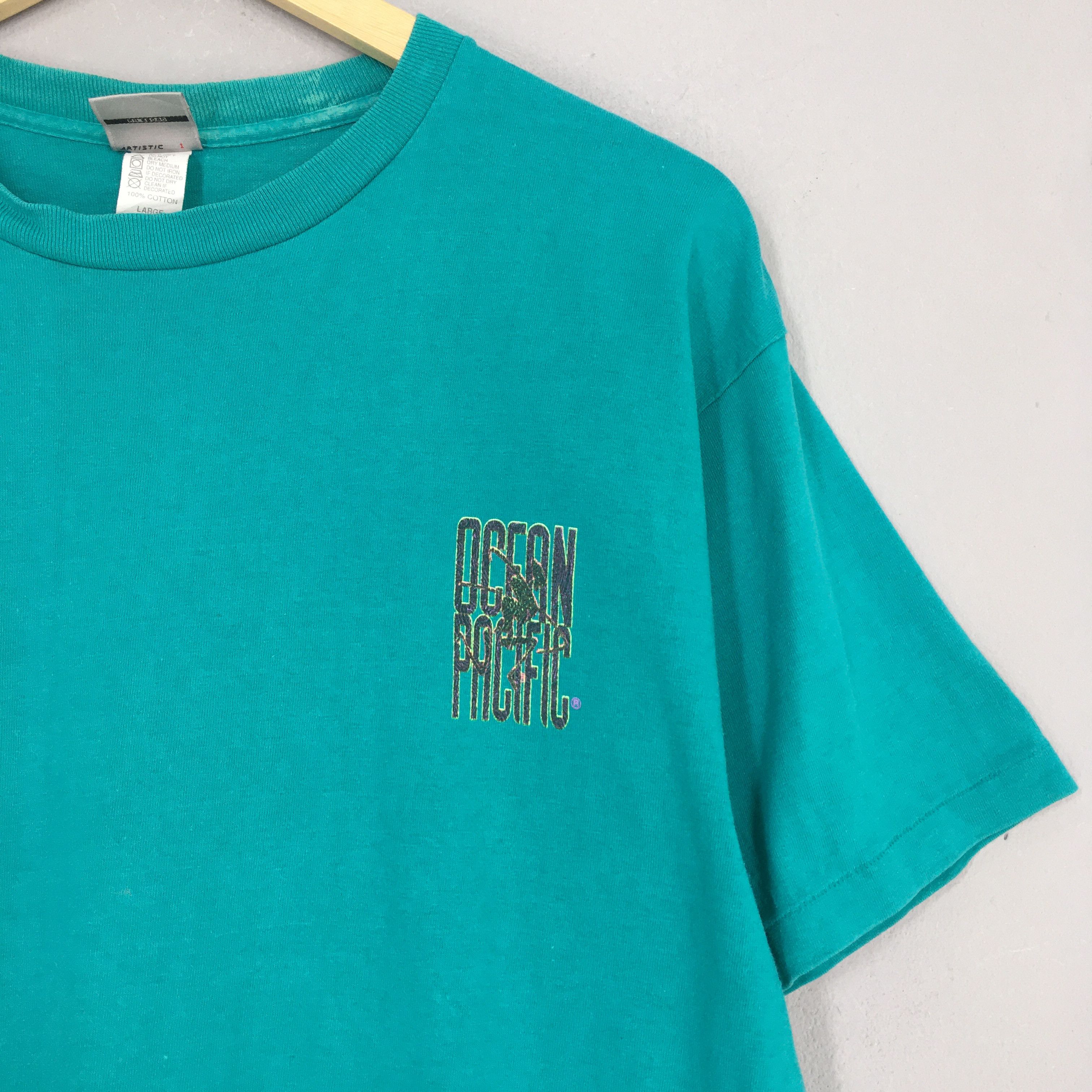 Ocean Pacific × Vintage Vintage 90's Ocean Pacific Beach Hawaii Surfer Tshirt Size US L / EU 52-54 / 3 - 4 Thumbnail