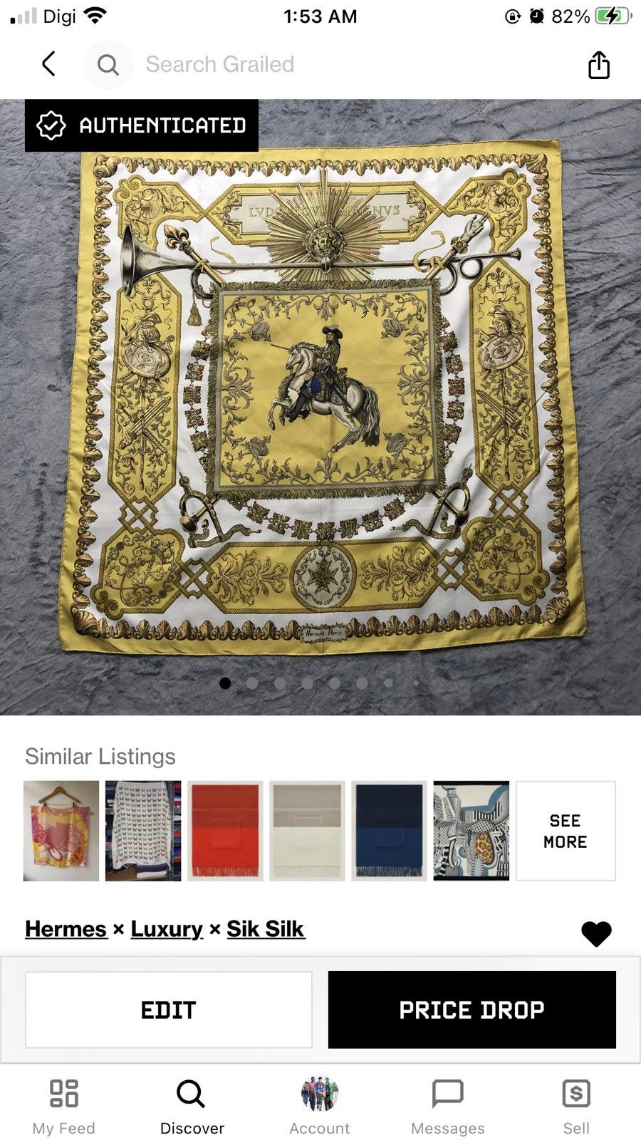 Hermes Hermes carre 90 LVDOVICVS MAGNVS Silk Scarf #203-H Size ONE SIZE - 16 Thumbnail
