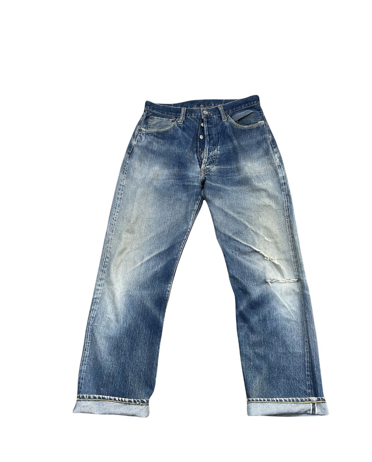 image of Distressed Denim x Vintage Cab Clothing Buckayro Selvedge Aging Distressed in Blue, Men's (Size 32)