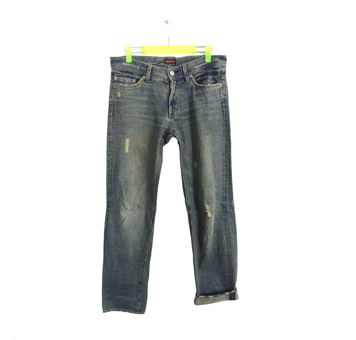 Japanese Brand Forest Hearts Straight Cut Style Pants Distressed Denim Size US 33 - 1 Thumbnail