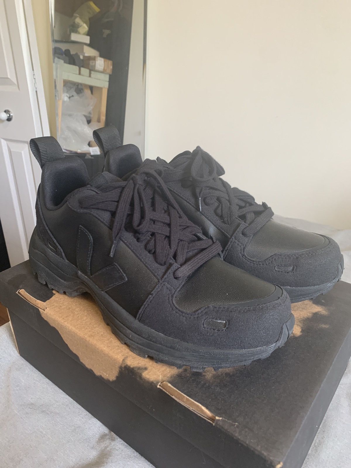 image of Veja X Rick Owens Megalaced Hiking Shoes in Black, Men's (Size 11)