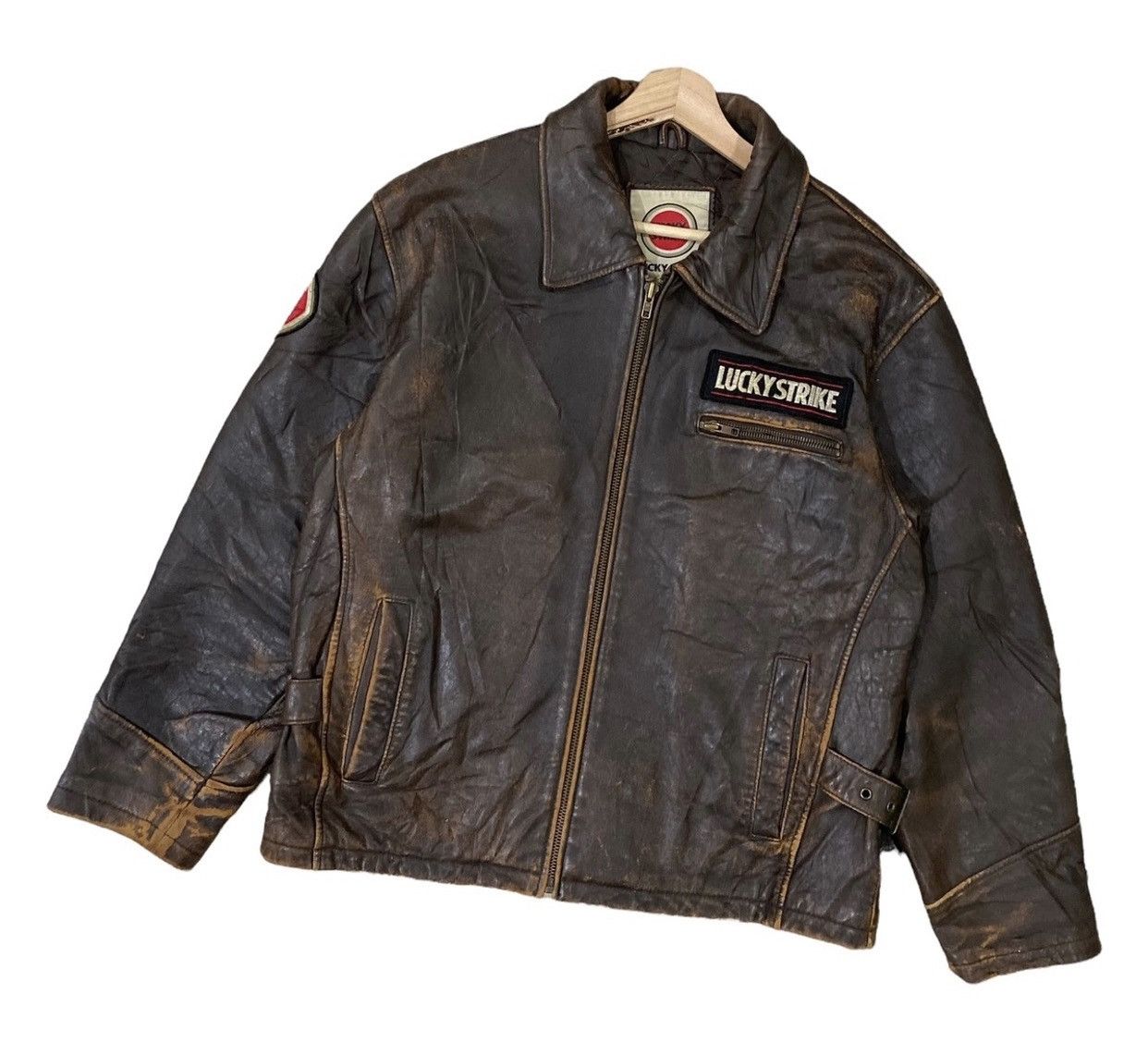 Leather 🔥Vintage Lucky Strike Leather Riders Jacket Size US L / EU 52-54 / 3 - 4 Thumbnail
