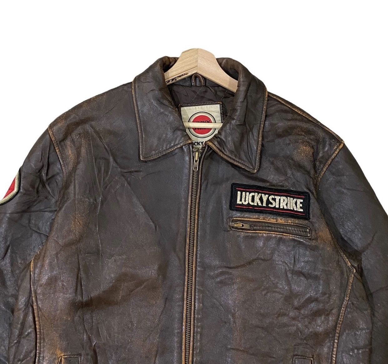 Leather 🔥Vintage Lucky Strike Leather Riders Jacket Size US L / EU 52-54 / 3 - 5 Thumbnail