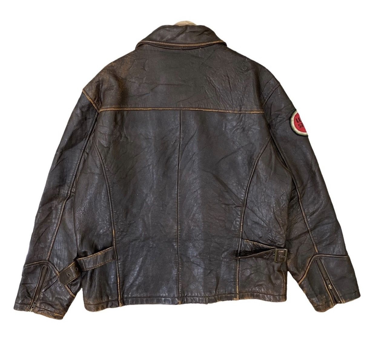 Leather 🔥Vintage Lucky Strike Leather Riders Jacket Size US L / EU 52-54 / 3 - 3 Thumbnail