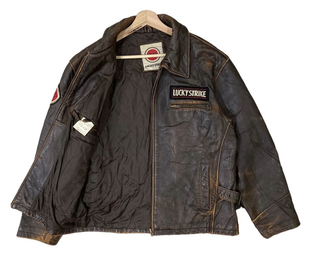 Leather 🔥Vintage Lucky Strike Leather Riders Jacket Size US L / EU 52-54 / 3 - 6 Thumbnail