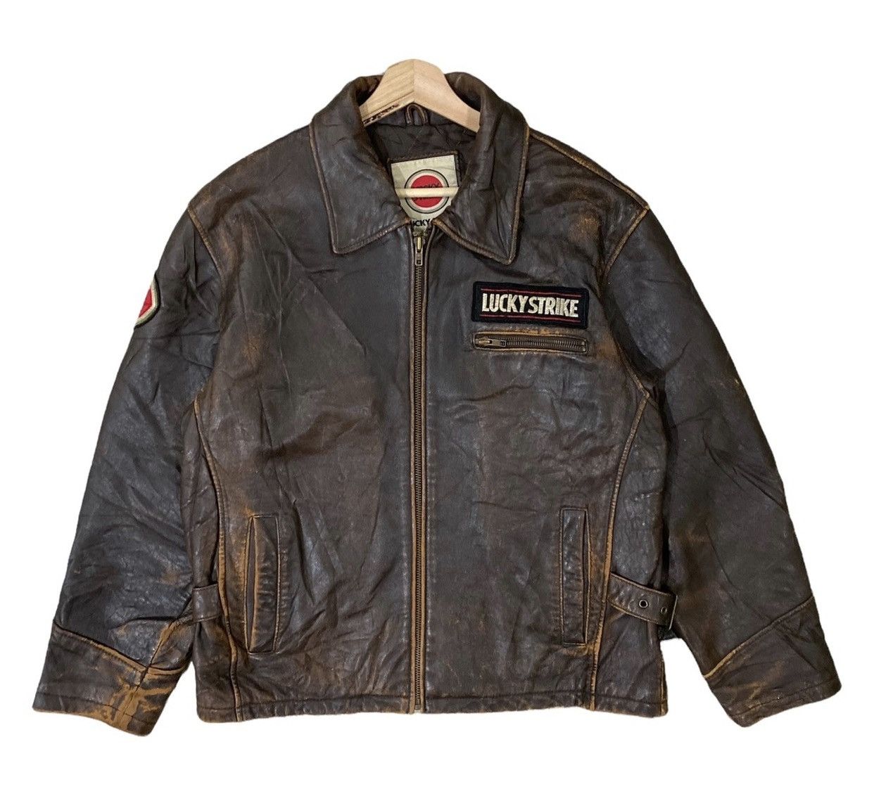 Leather 🔥Vintage Lucky Strike Leather Riders Jacket Size US L / EU 52-54 / 3 - 2 Thumbnail