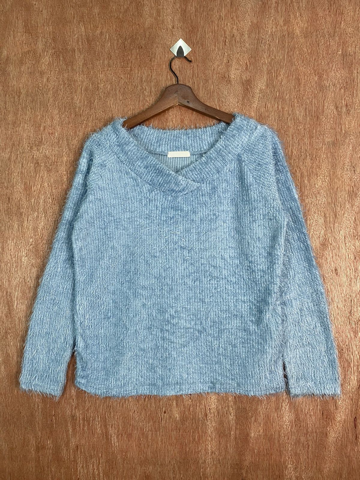 Homespun Knitwear DL Dreskip Blue Shag Shaggy Fur Mohair Knitwear #B639 Size US M / EU 48-50 / 2 - 1 Thumbnail