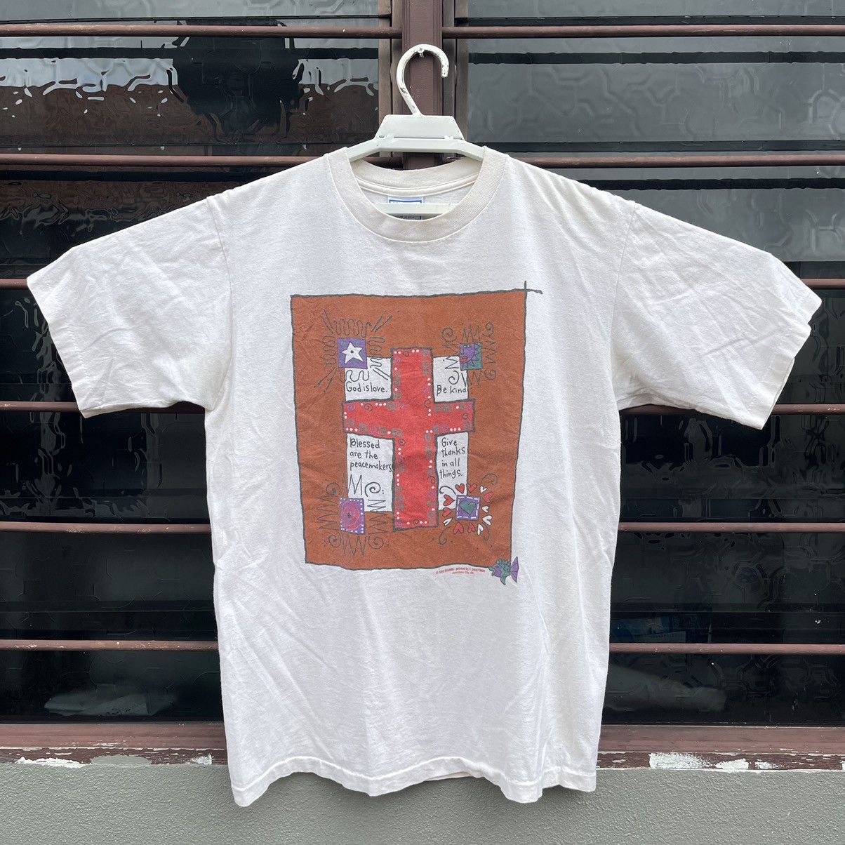 Vintage Vintage 90s Jesus T-Shirt Art Design Size US L / EU 52-54 / 3 - 1 Thumbnail