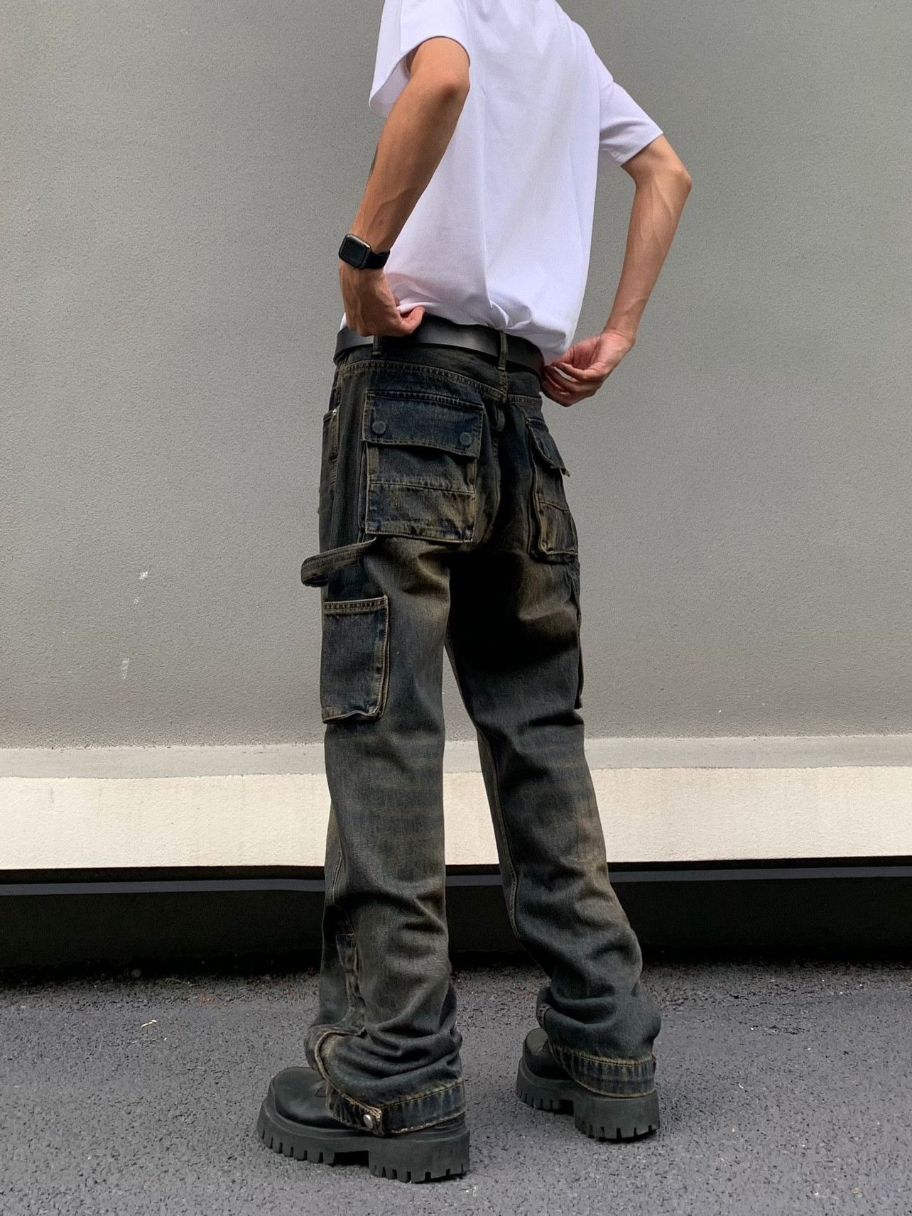 grunge y2k faded baggy cargo jeans