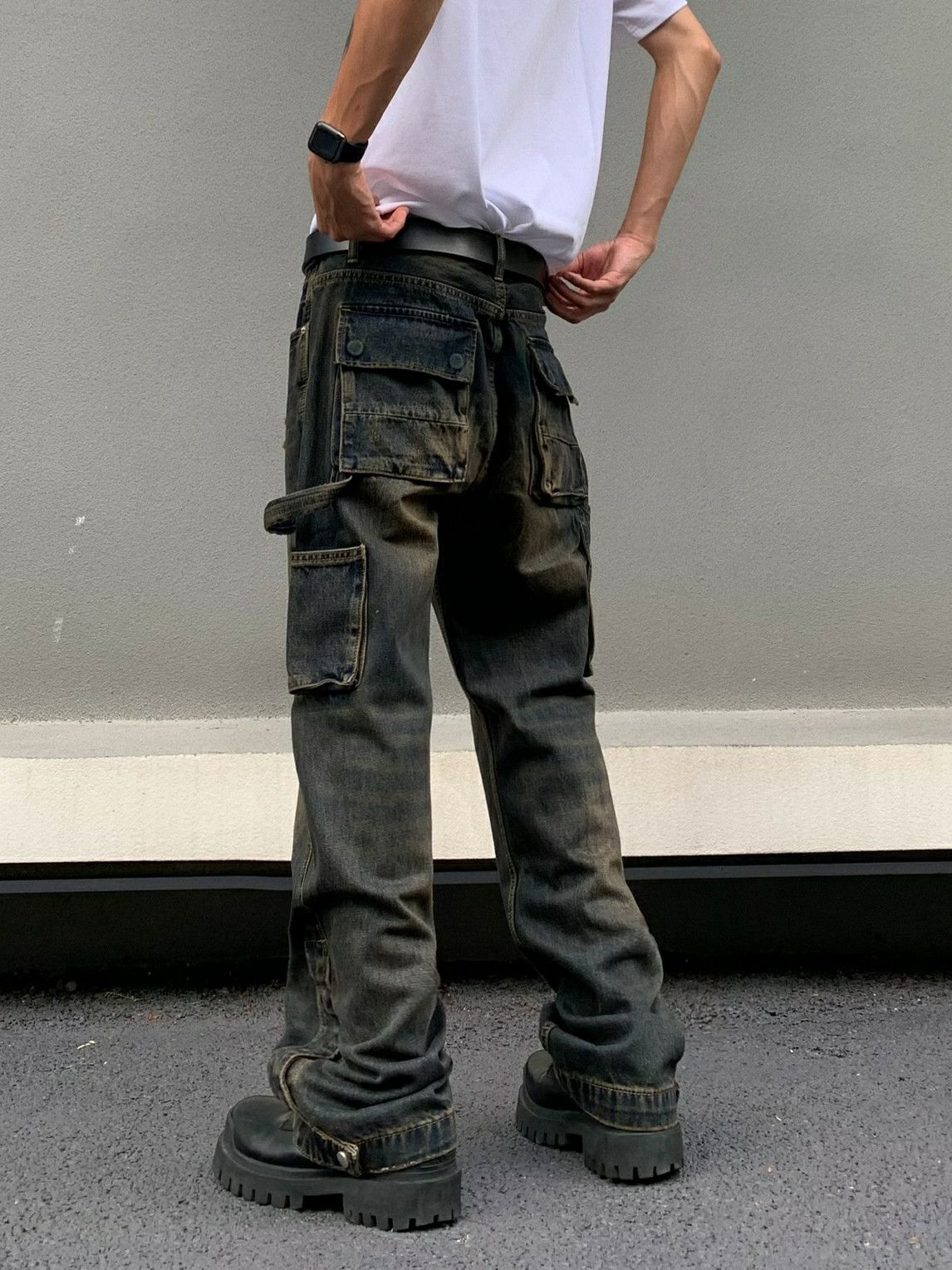 grunge y2k faded baggy cargo jeans