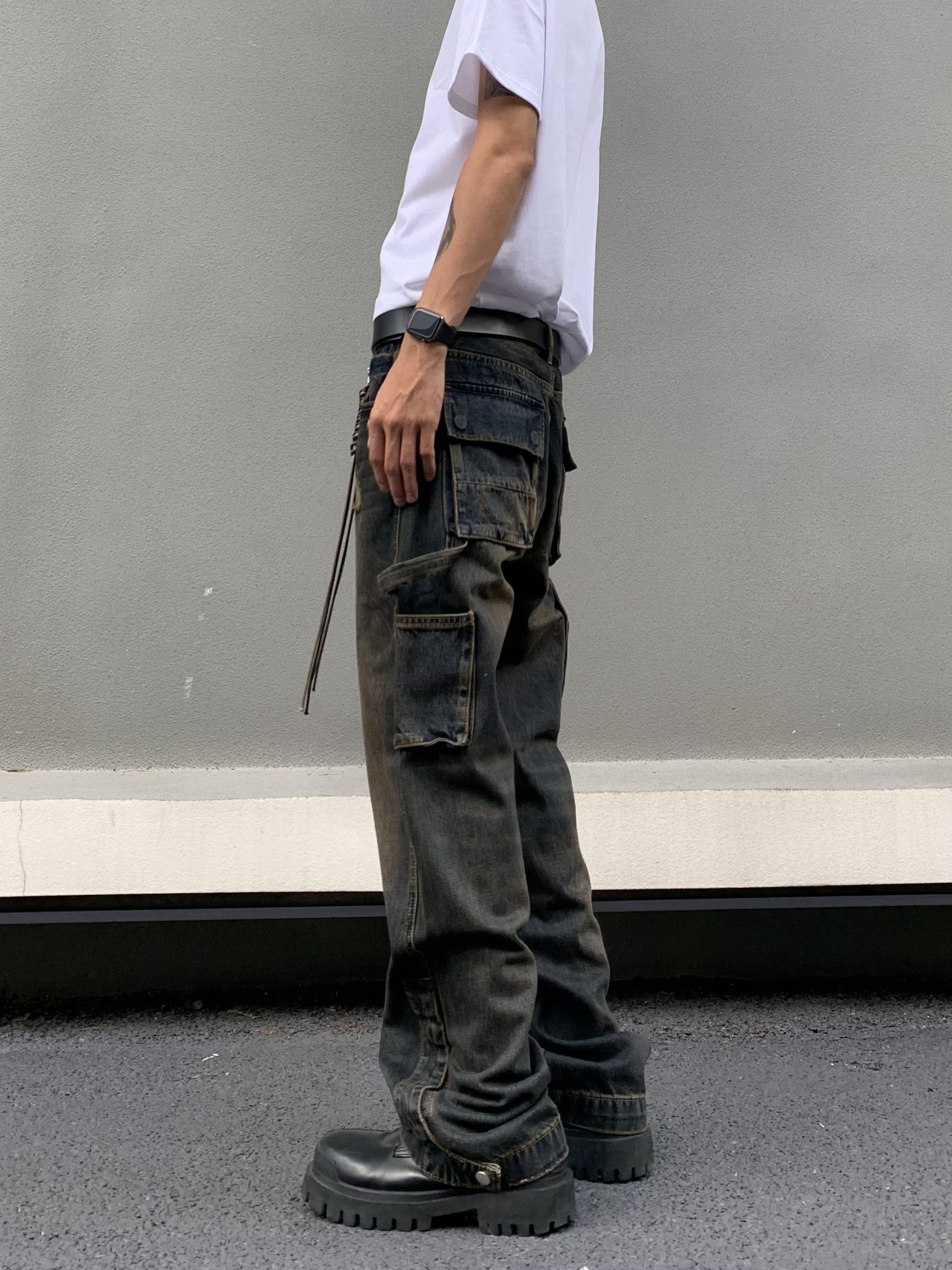grunge y2k faded baggy cargo jeans