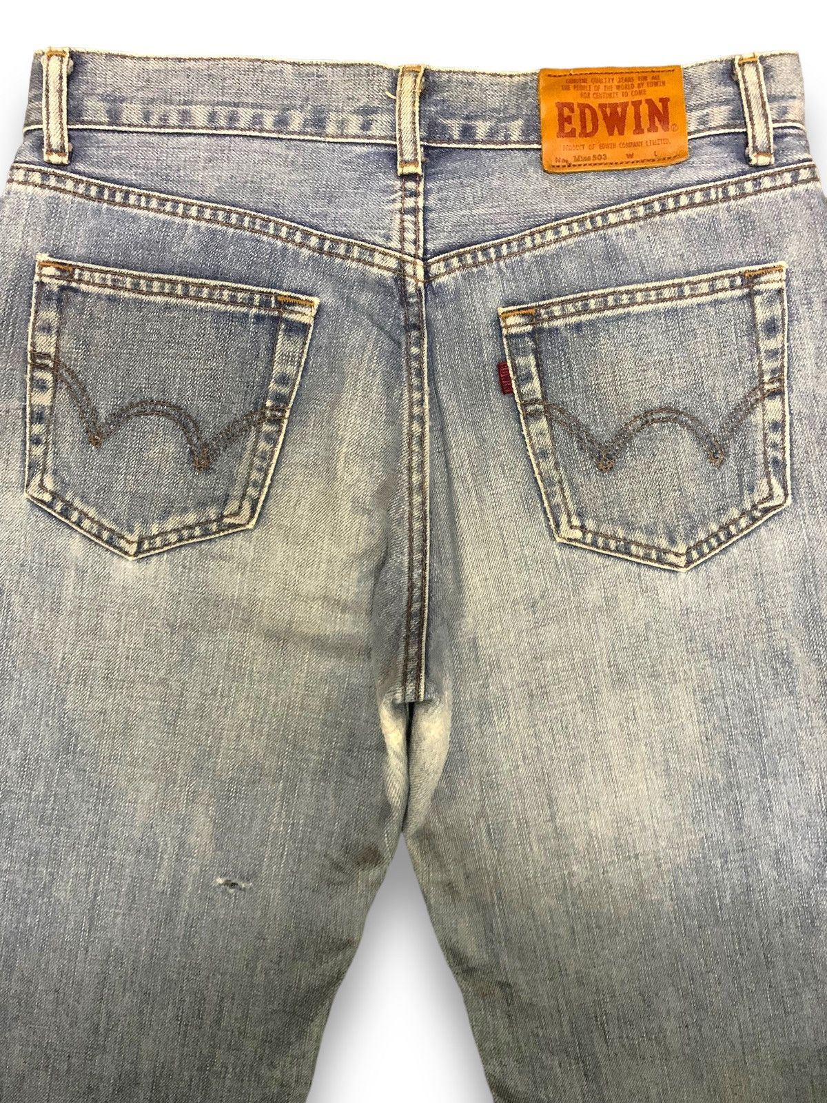 Edwin Vintage Edwin 503 Blue Washed Flare Distressed Jeans Size US 30 / EU 46 - 11 Thumbnail