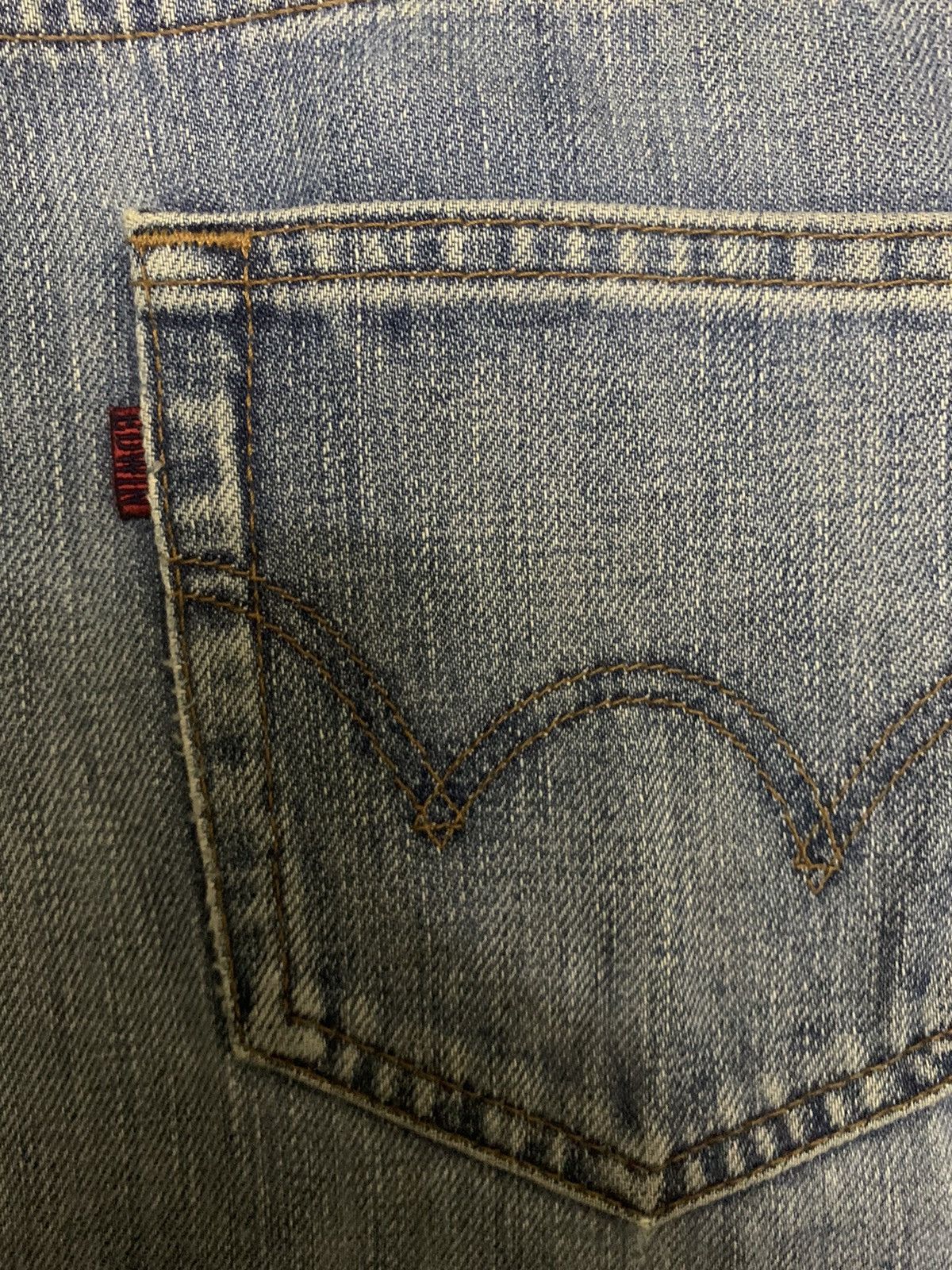 Edwin Vintage Edwin 503 Blue Washed Flare Distressed Jeans Size US 30 / EU 46 - 13 Thumbnail