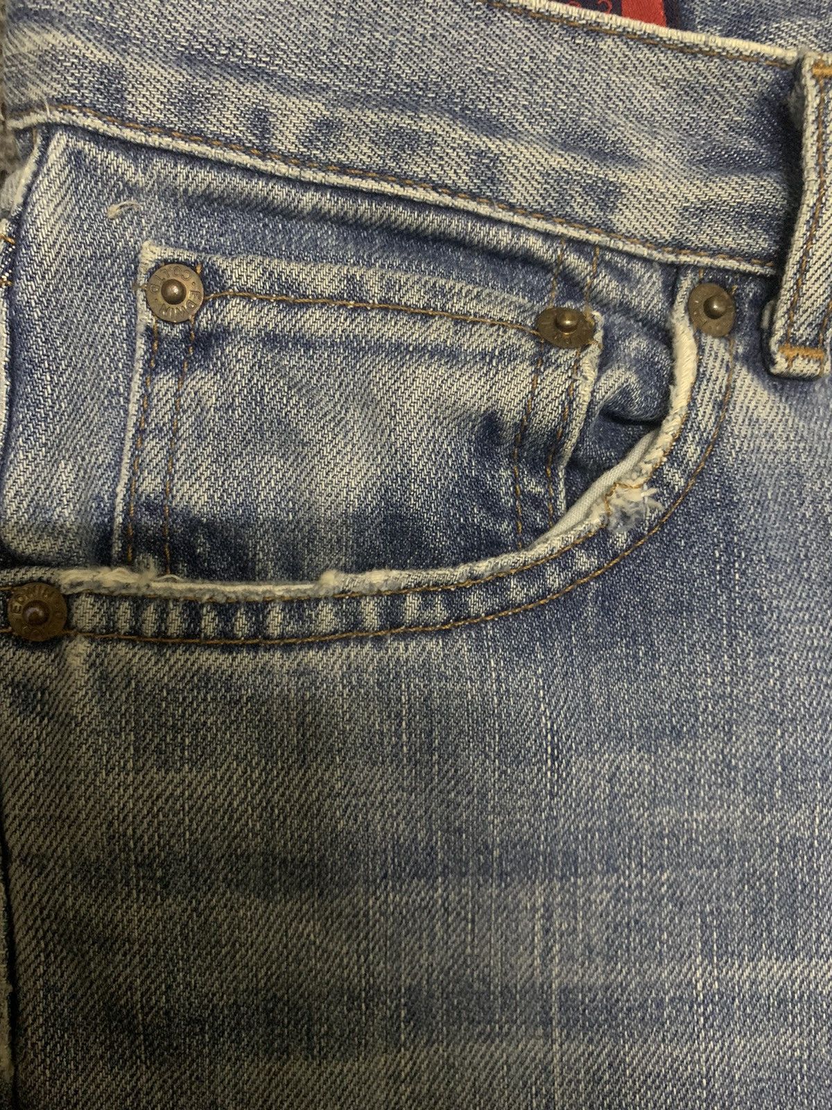 Edwin Vintage Edwin 503 Blue Washed Flare Distressed Jeans Size US 30 / EU 46 - 5 Thumbnail