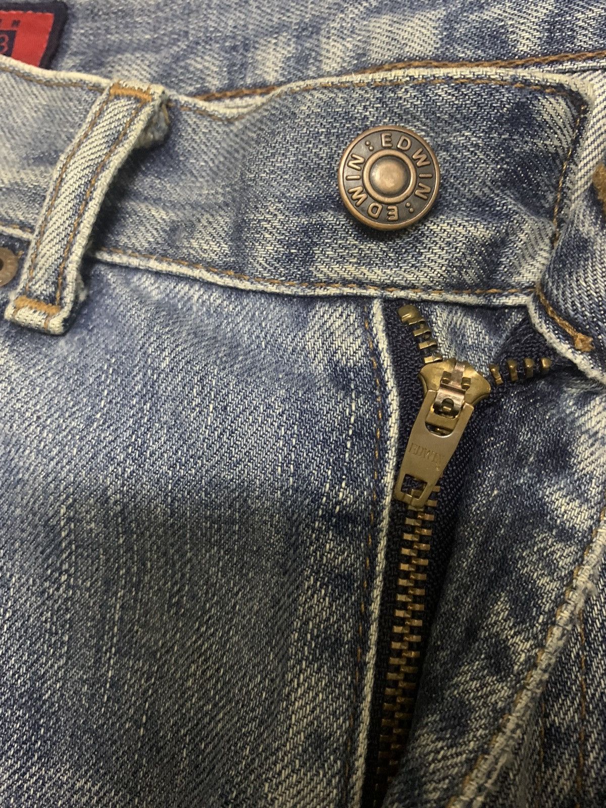 Edwin Vintage Edwin 503 Blue Washed Flare Distressed Jeans Size US 30 / EU 46 - 4 Thumbnail