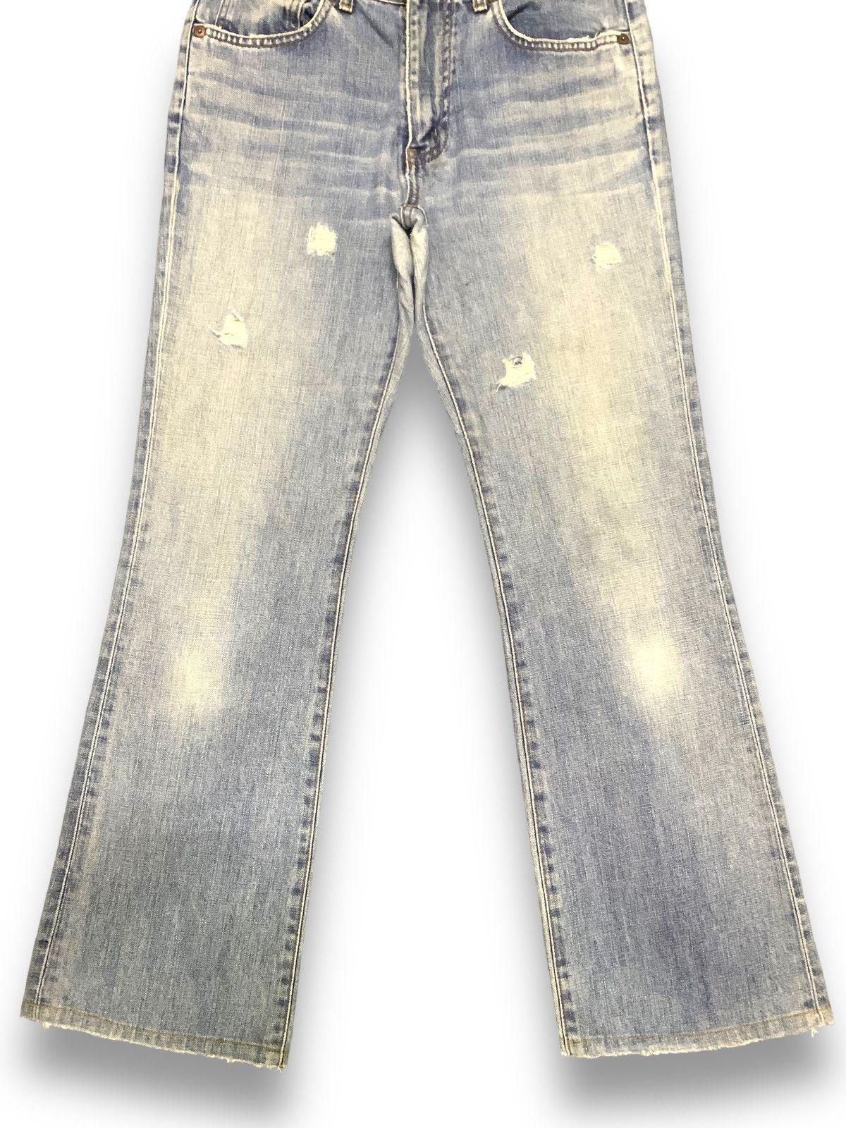 Edwin Vintage Edwin 503 Blue Washed Flare Distressed Jeans Size US 30 / EU 46 - 8 Thumbnail