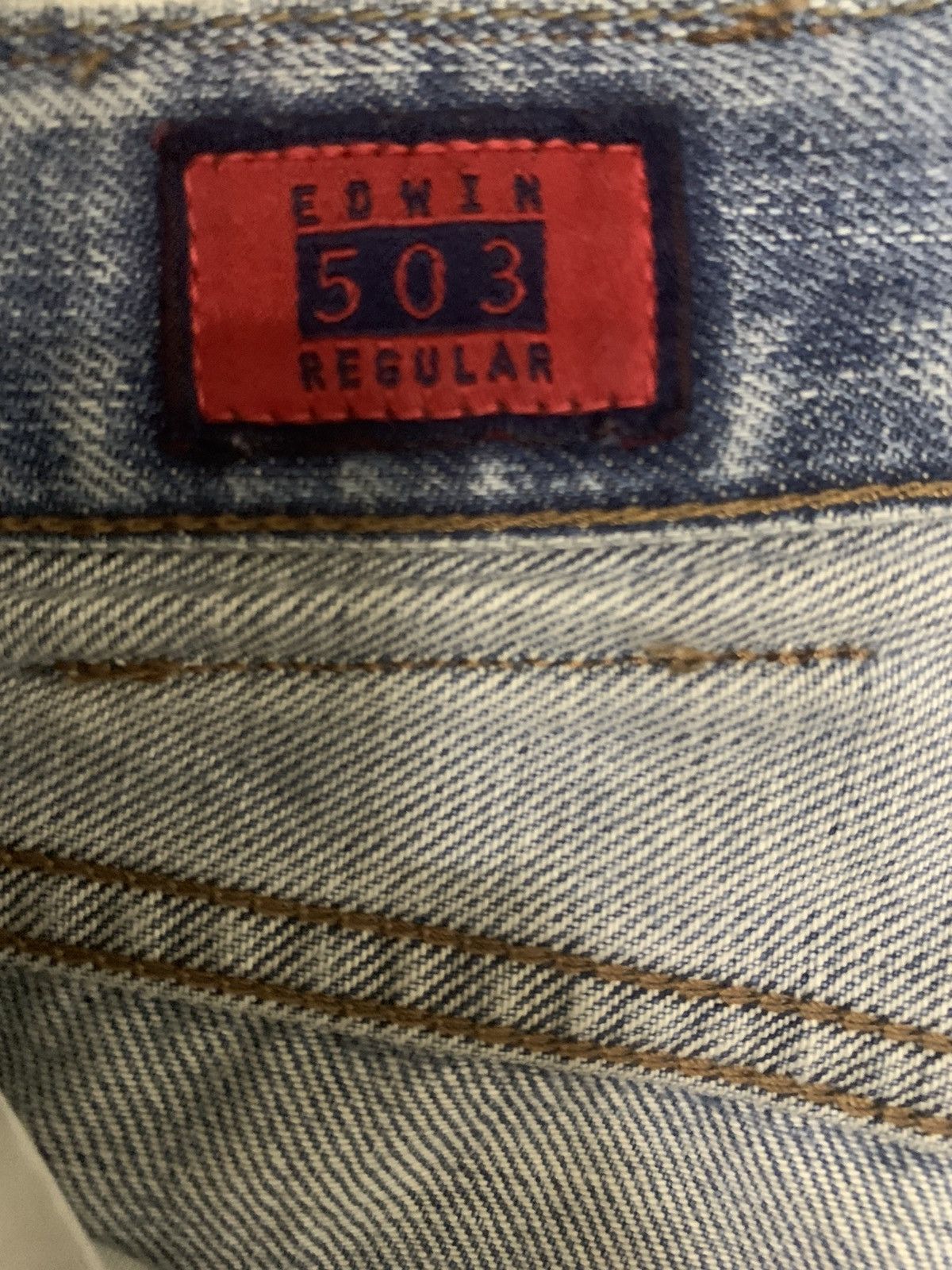 Edwin Vintage Edwin 503 Blue Washed Flare Distressed Jeans Size US 30 / EU 46 - 16 Thumbnail