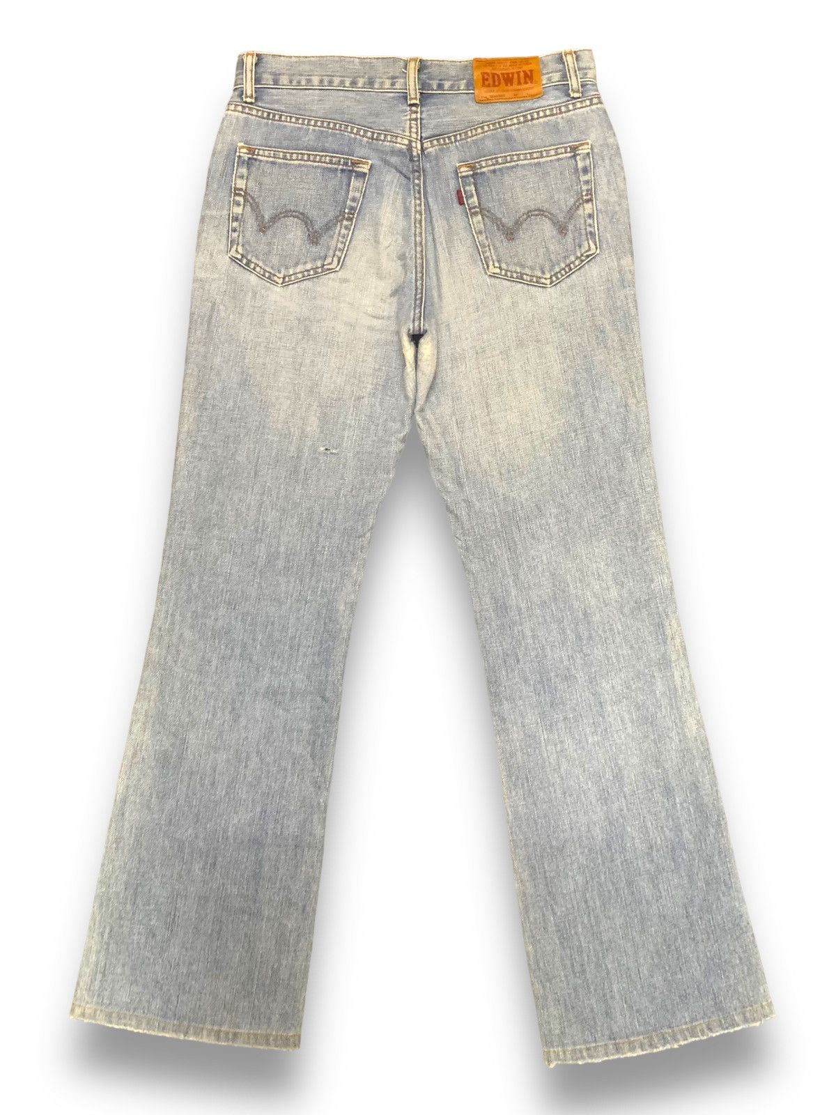 Edwin Vintage Edwin 503 Blue Washed Flare Distressed Jeans Size US 30 / EU 46 - 2 Thumbnail