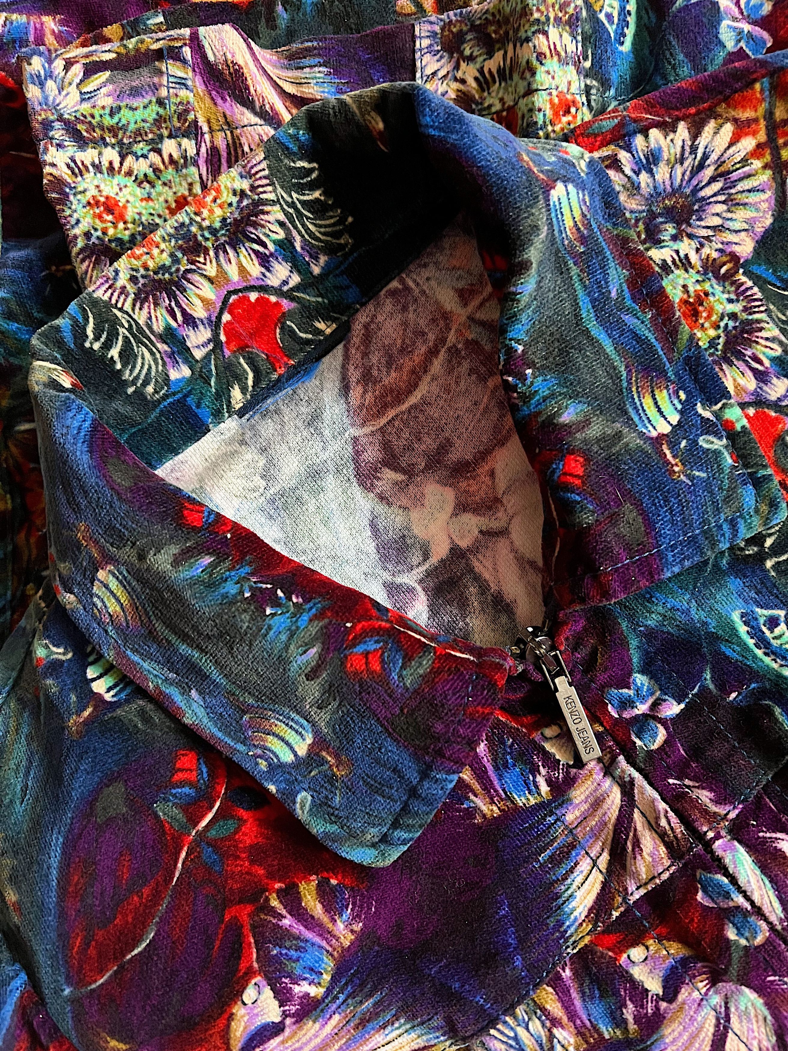 Kenzo Kenzo Corduroy Full Print Multicolour Zip Light Jacket Size S / US 4 / IT 40 - 16 Thumbnail