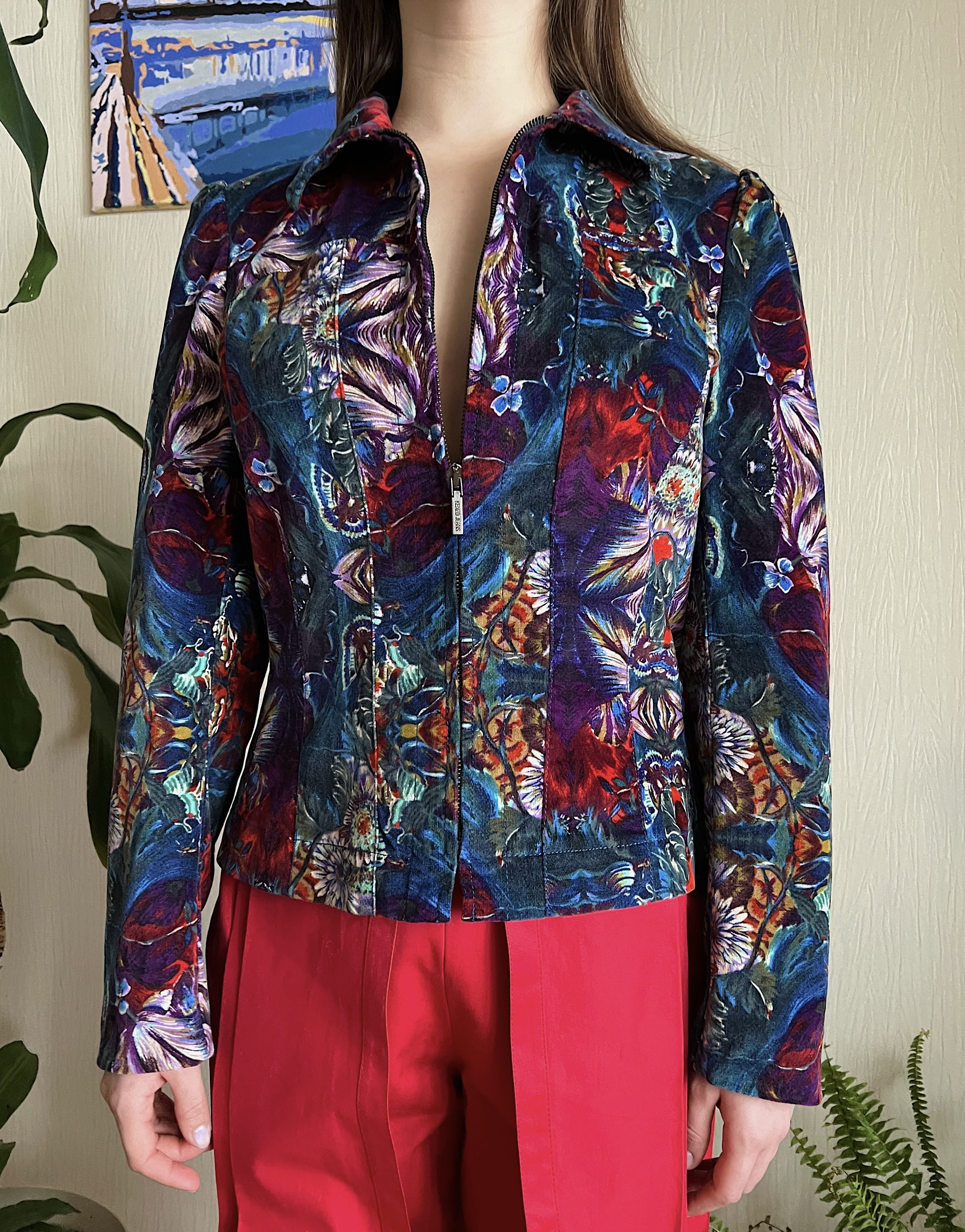 Kenzo Kenzo Corduroy Full Print Multicolour Zip Light Jacket Size S / US 4 / IT 40 - 3 Thumbnail